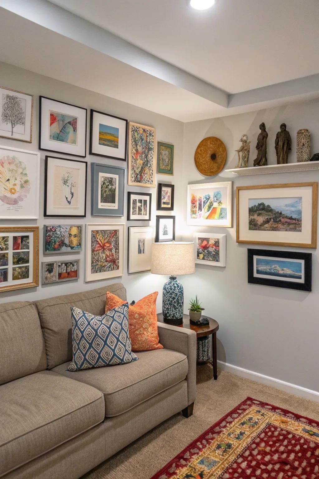 Intimate art pieces infuse the quarters with character and panache.