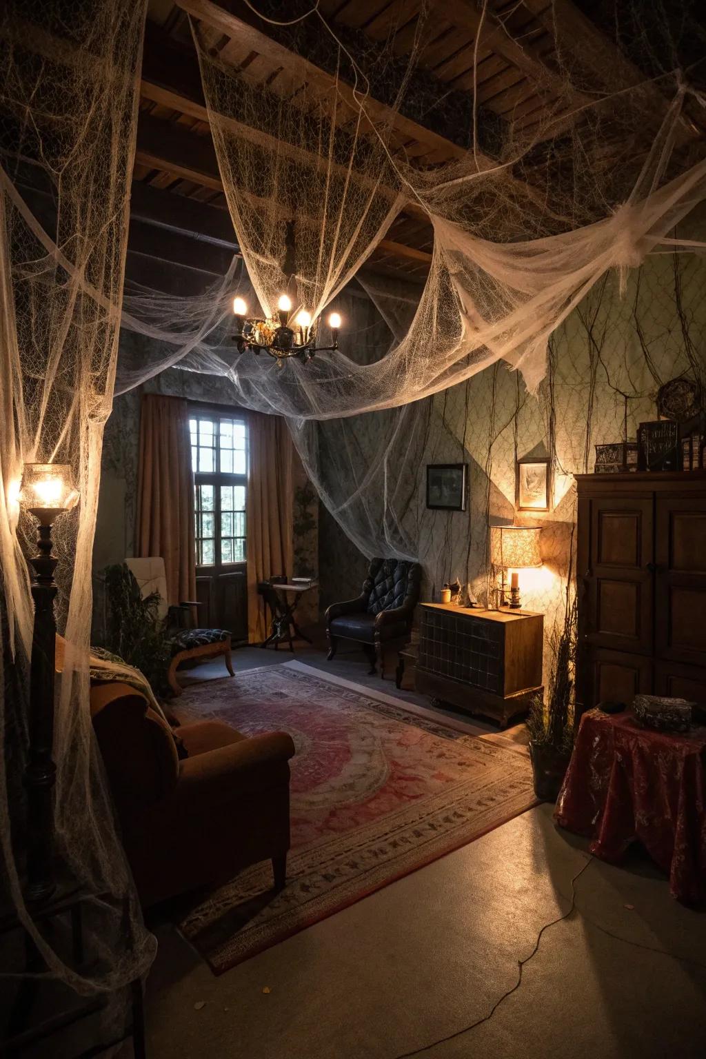 Arachnid webs inject a dash of spookiness into any room.