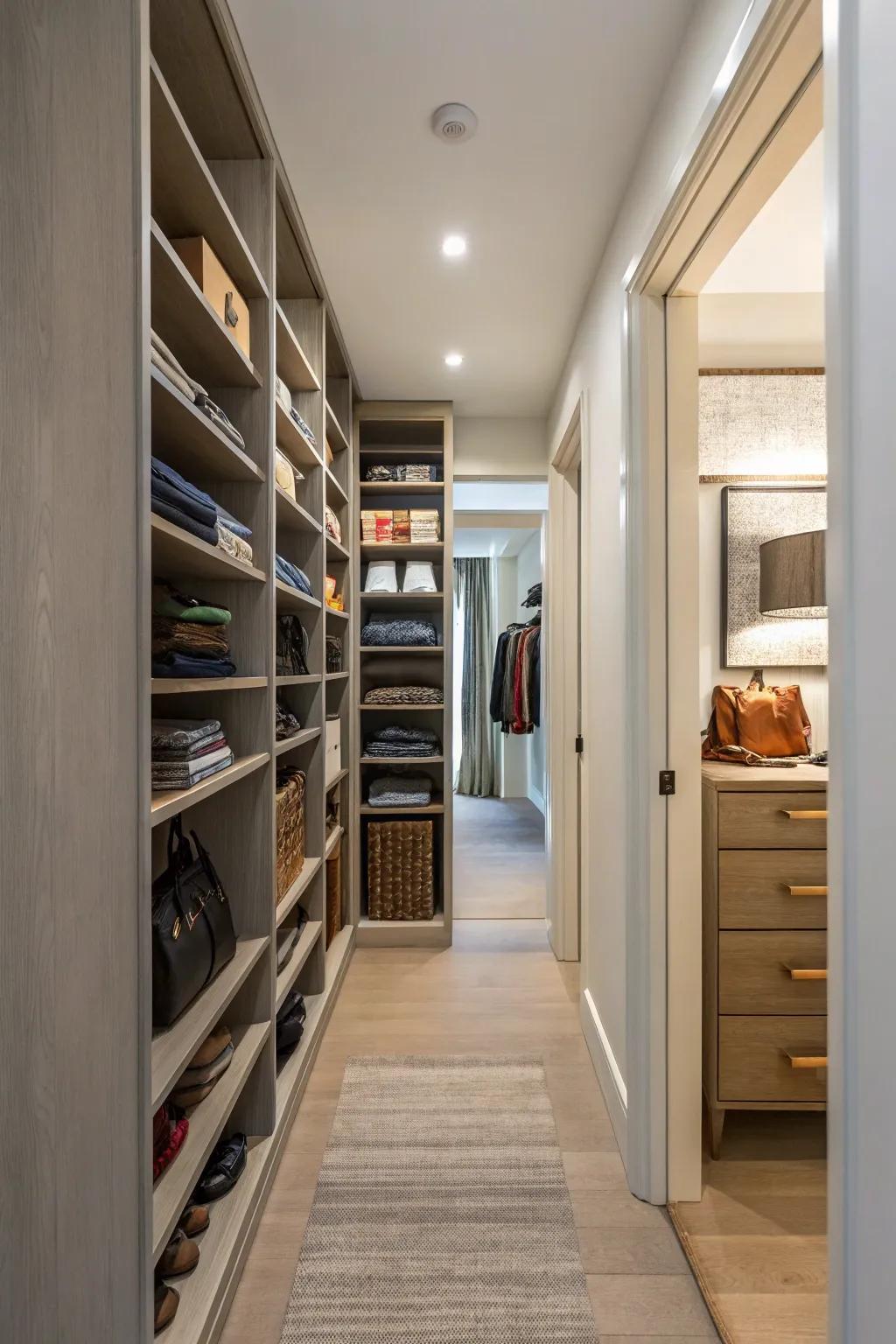 Maintain easy access to your items with display shelving and minimal doors.