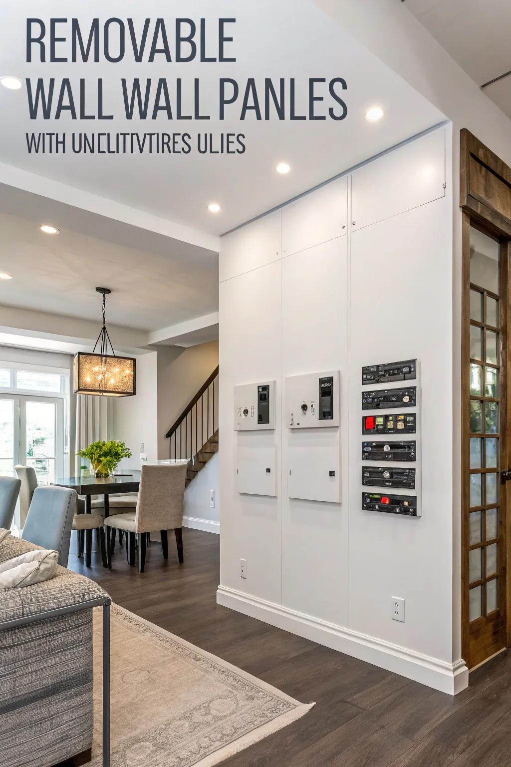 Removable wall panels provide versatile concealment for utilities.