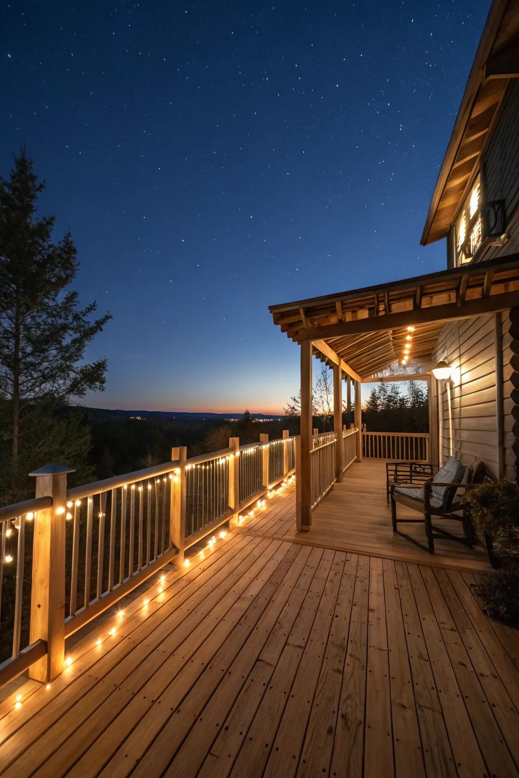 Lights that transform the deck after dark.