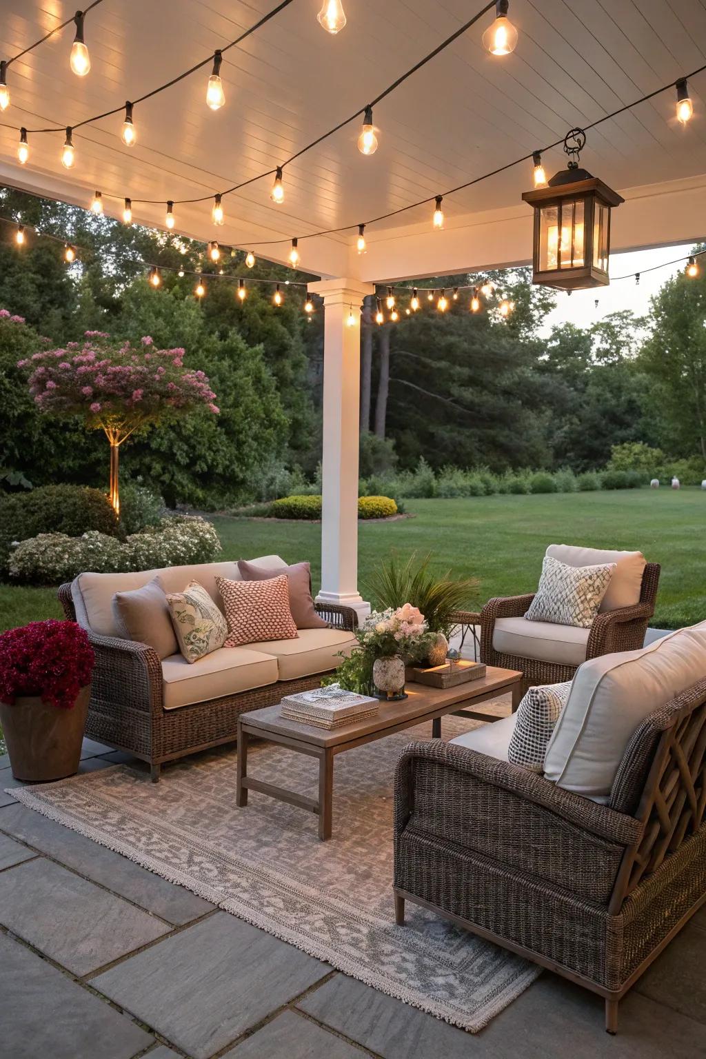 An external living sector designed to emulate a natural extension of your home’s ambiance.