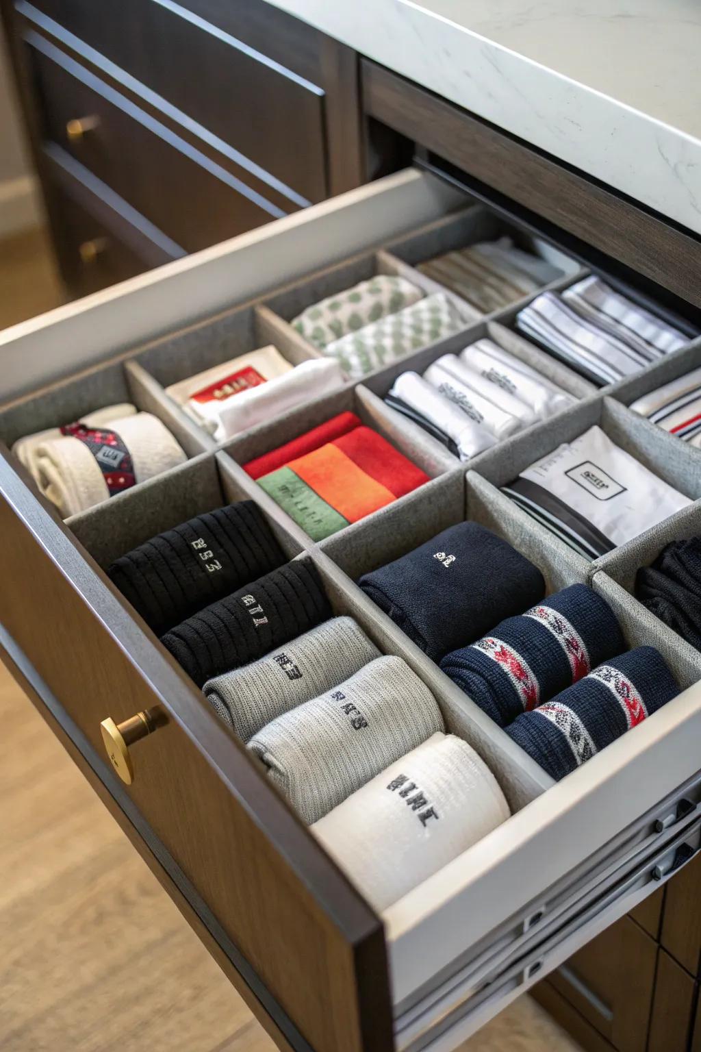Labels promote an organized and efficient sock drawer.