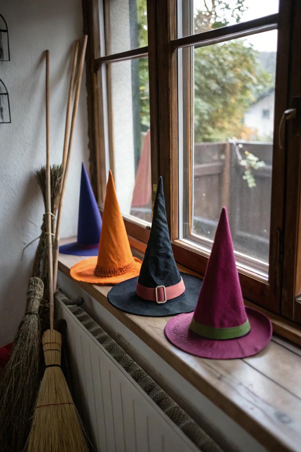A witchlike casement ledge tailored for Halloween.