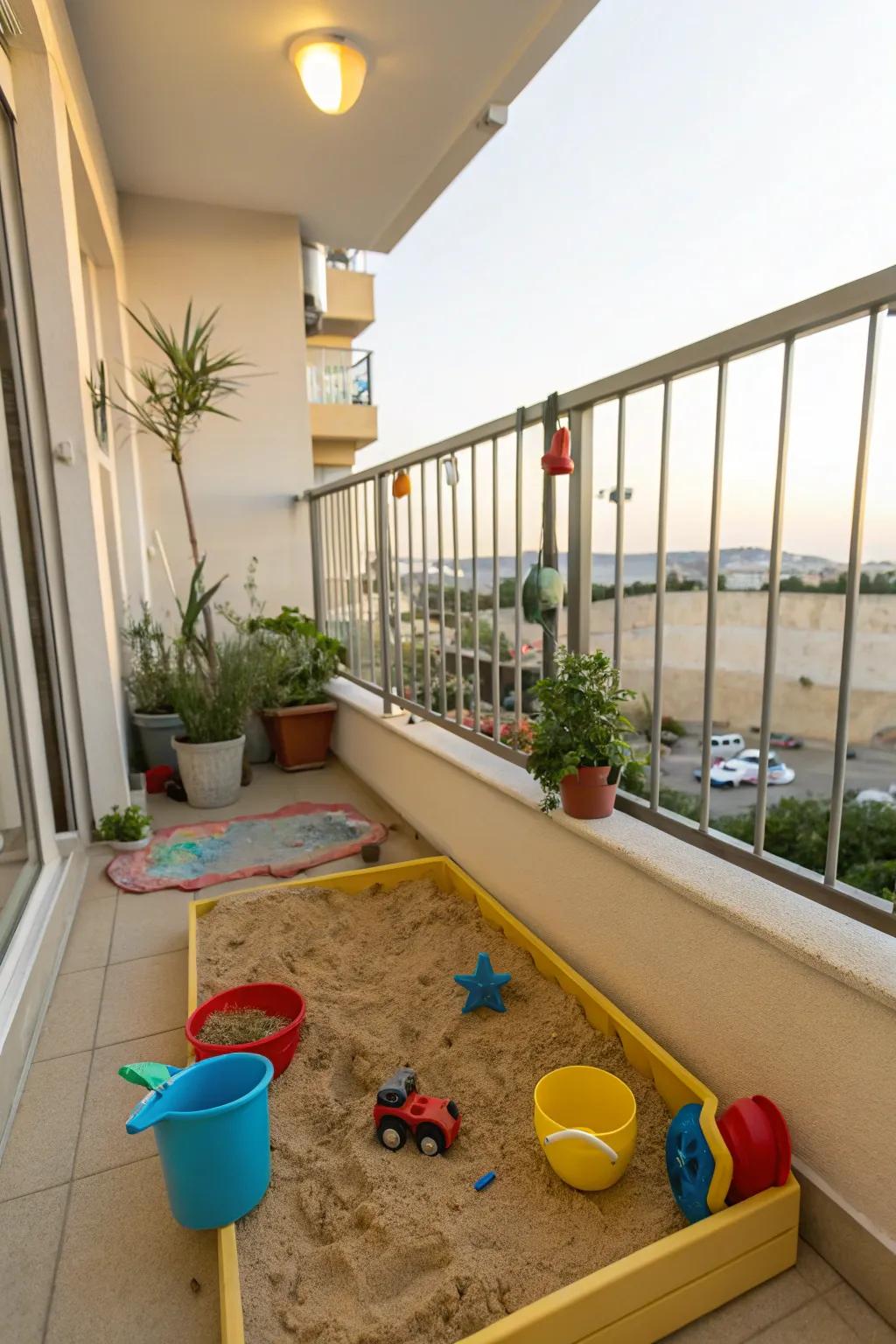 A small sandbox offers countless possibilities for creative exploration.
