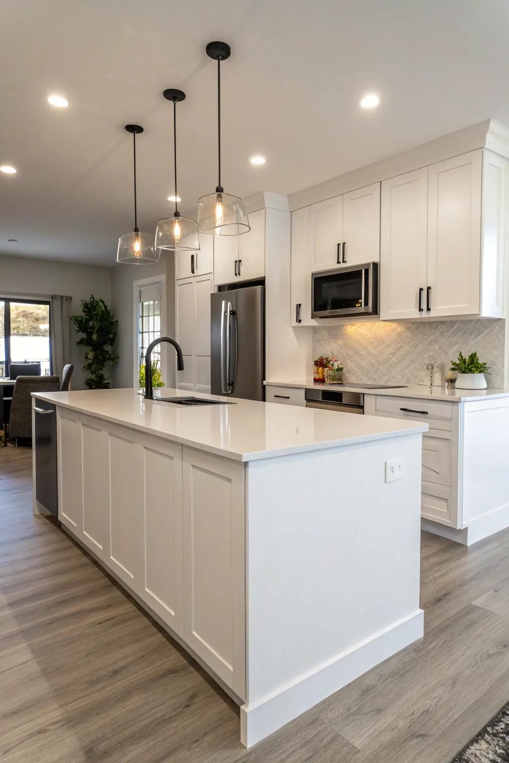 A sleek and modern island featuring understated trim for a pristine aesthetic.