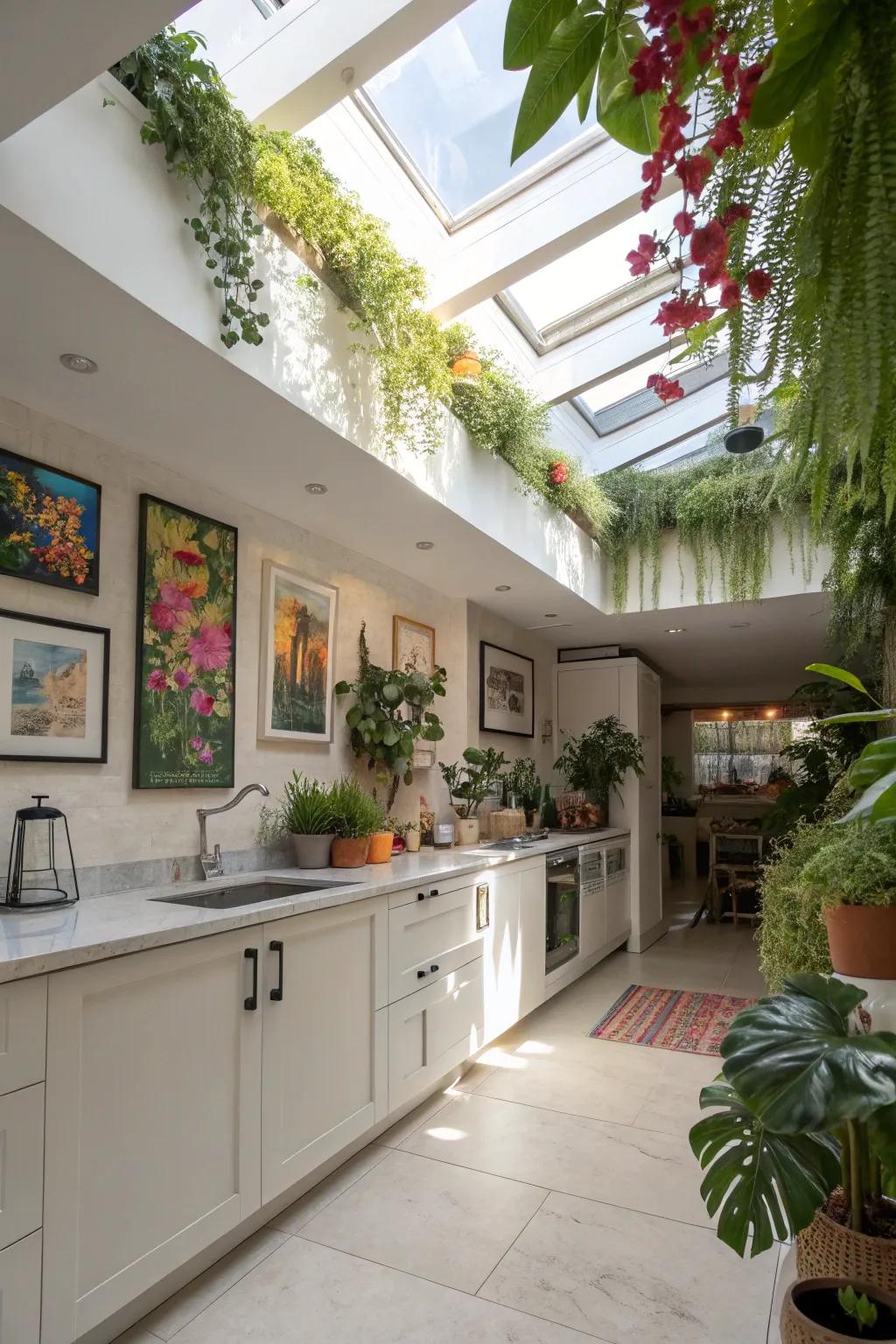 Ornamental features come alive under the influence of natural illumination derived from skylights.