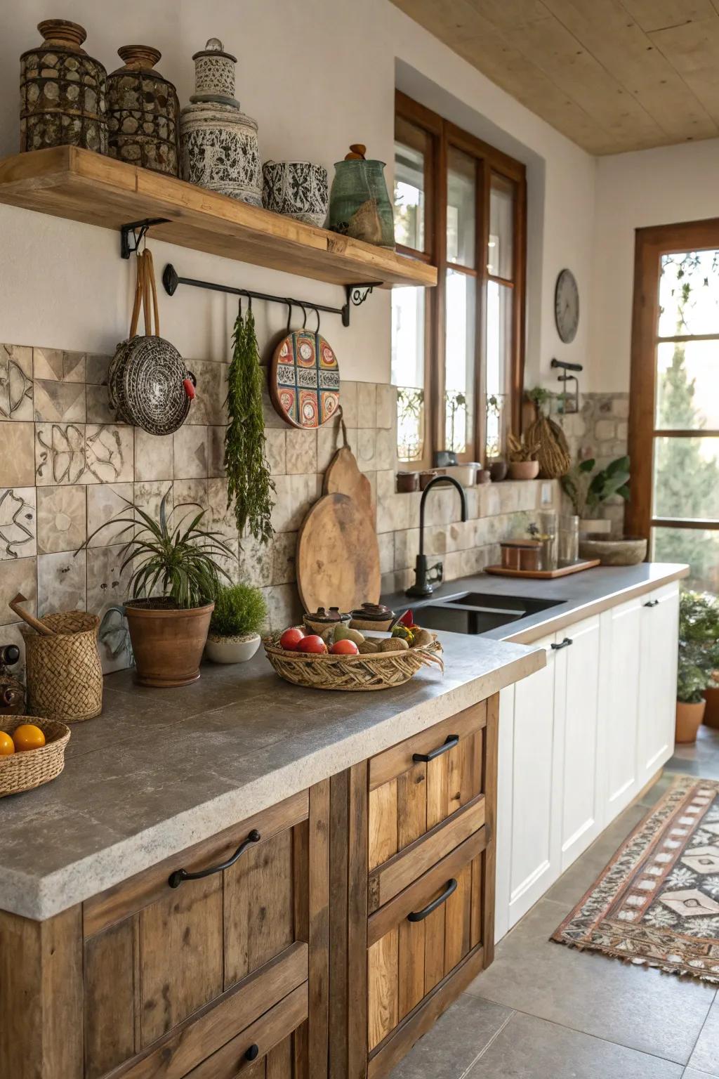 Combining materials introduces a personalized element to your kitchen.