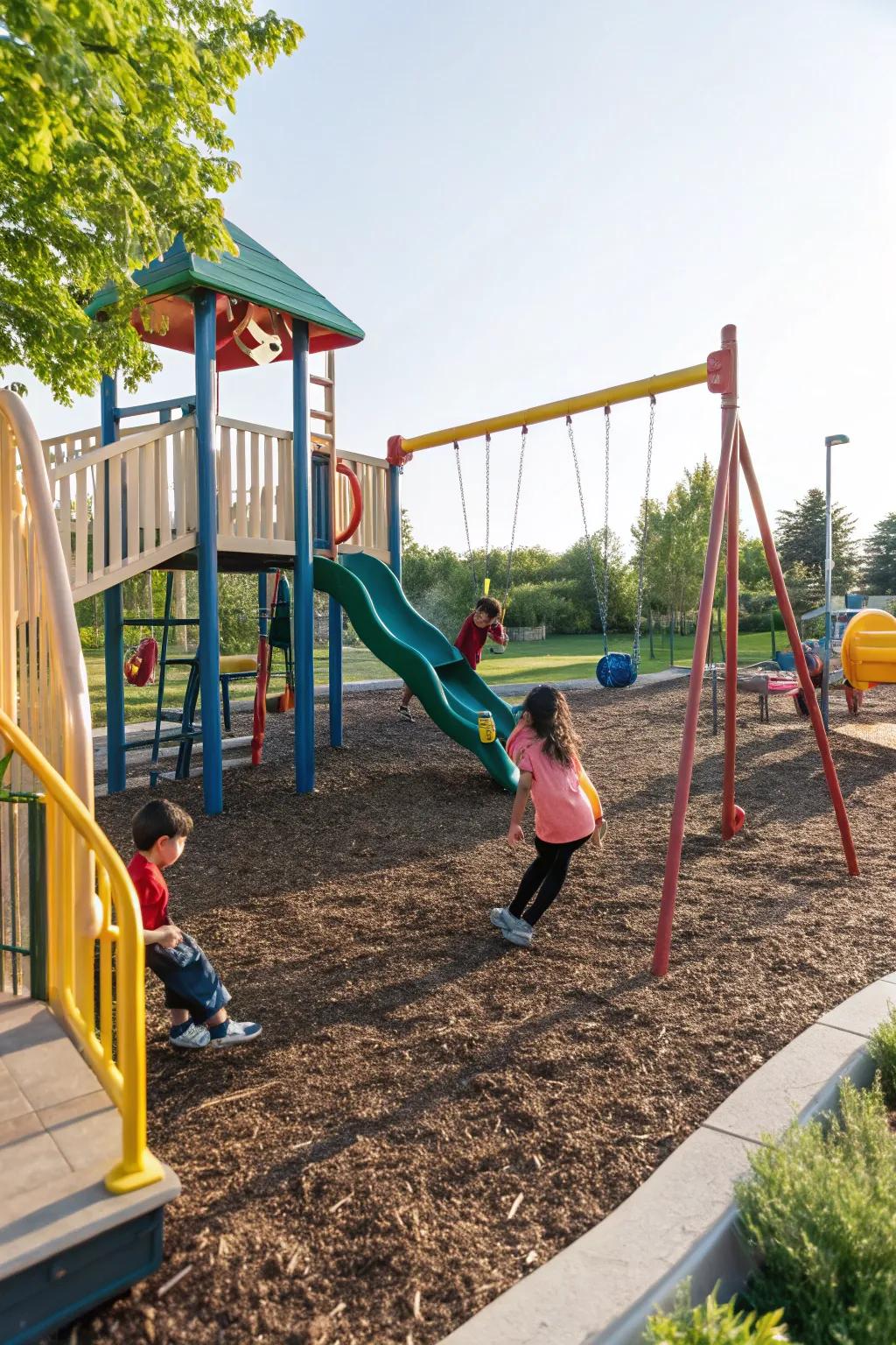 Surface cover delivers a safe and organized play vicinity for youngsters.