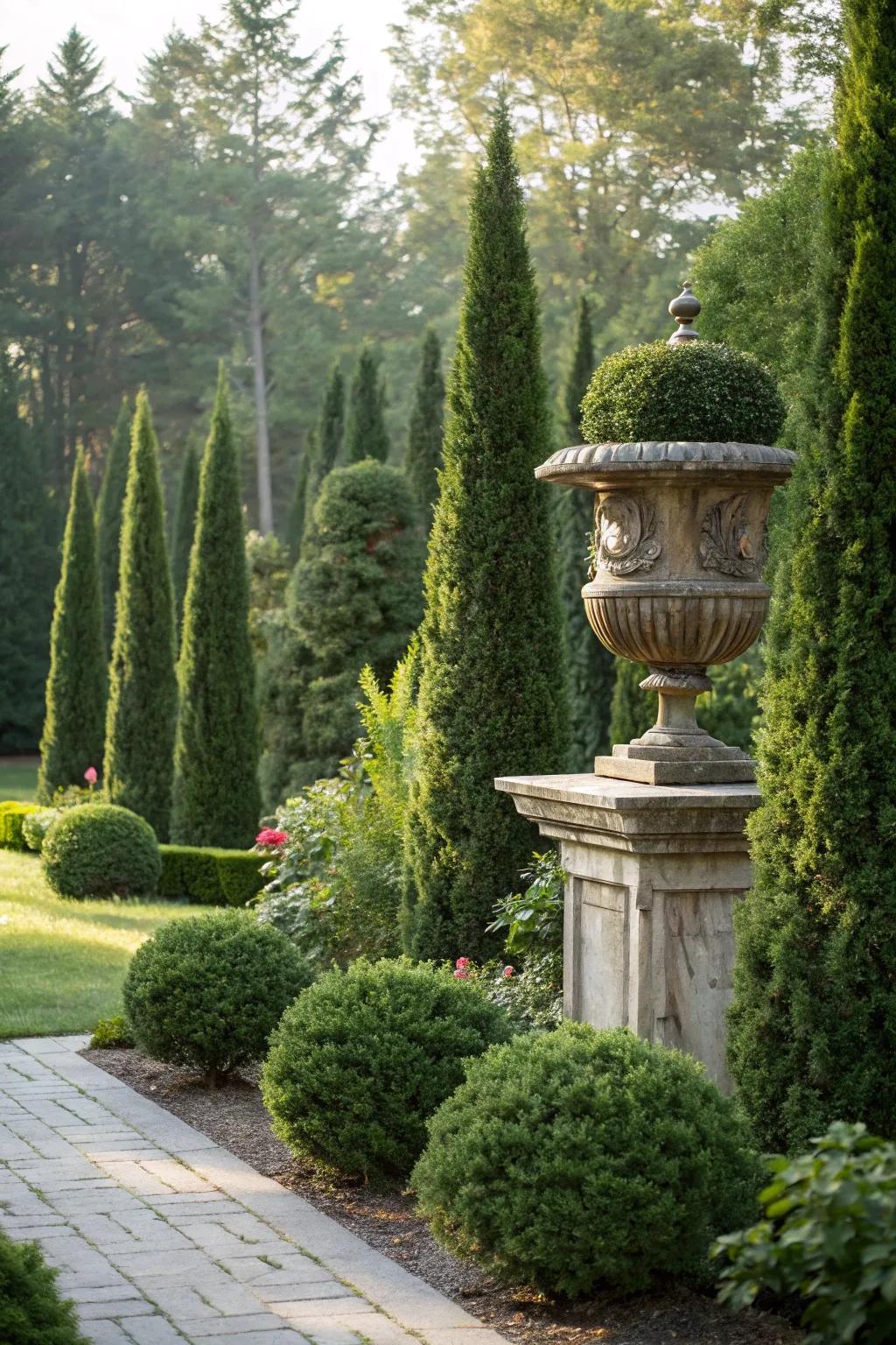 Thuja accentuates garden features, transforming them into prominent attractions.