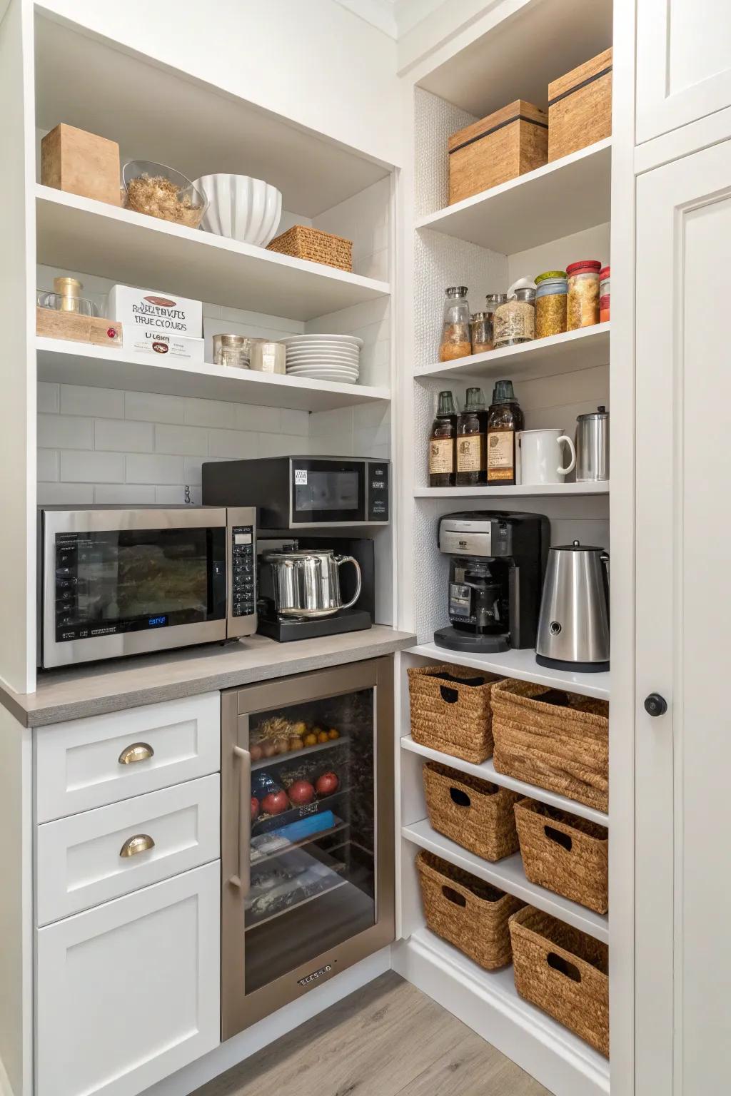 Built-in appliances incorporate ease to your pantry.