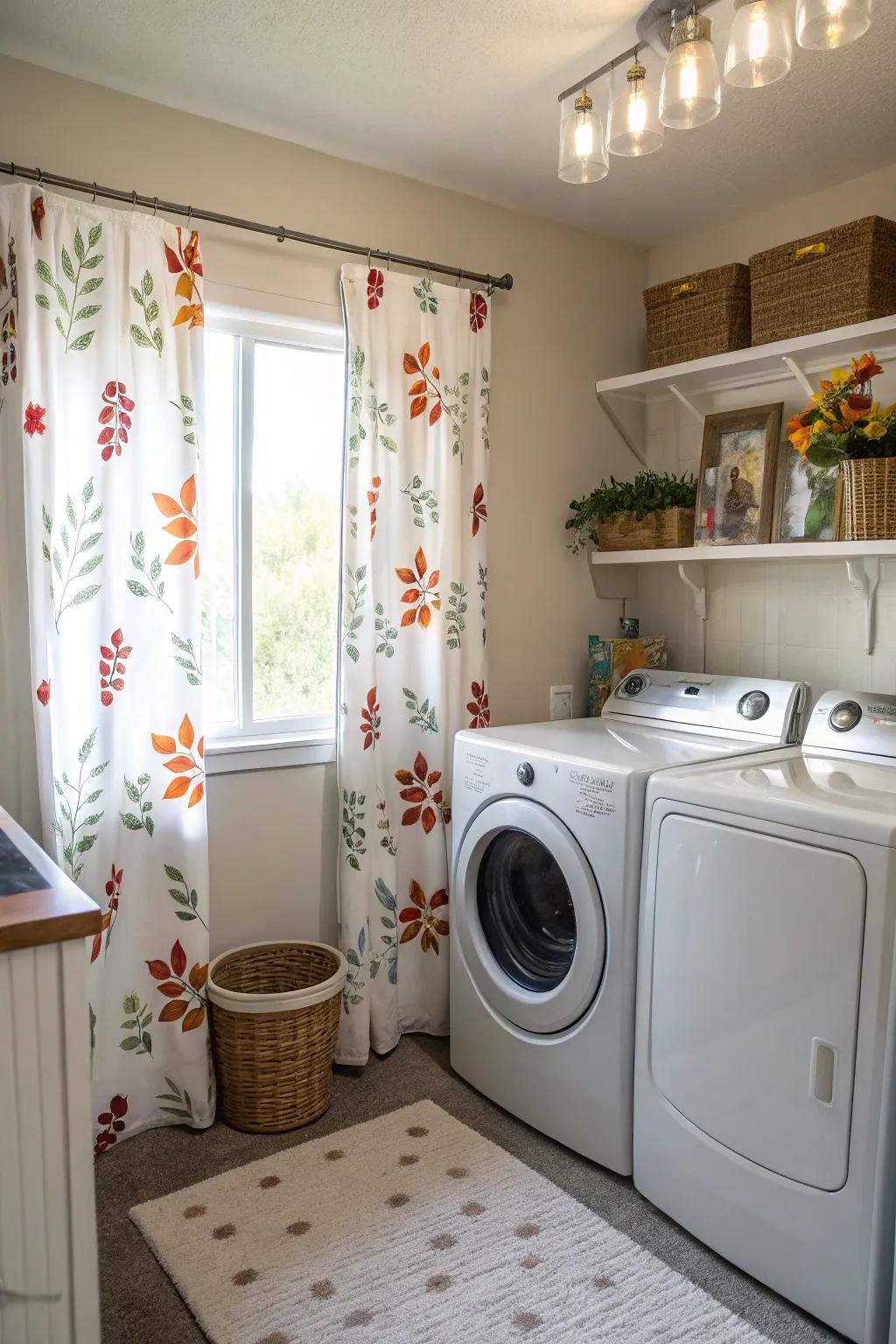Seasonal drape swaps keep your laundry room feeling fresh all year round.