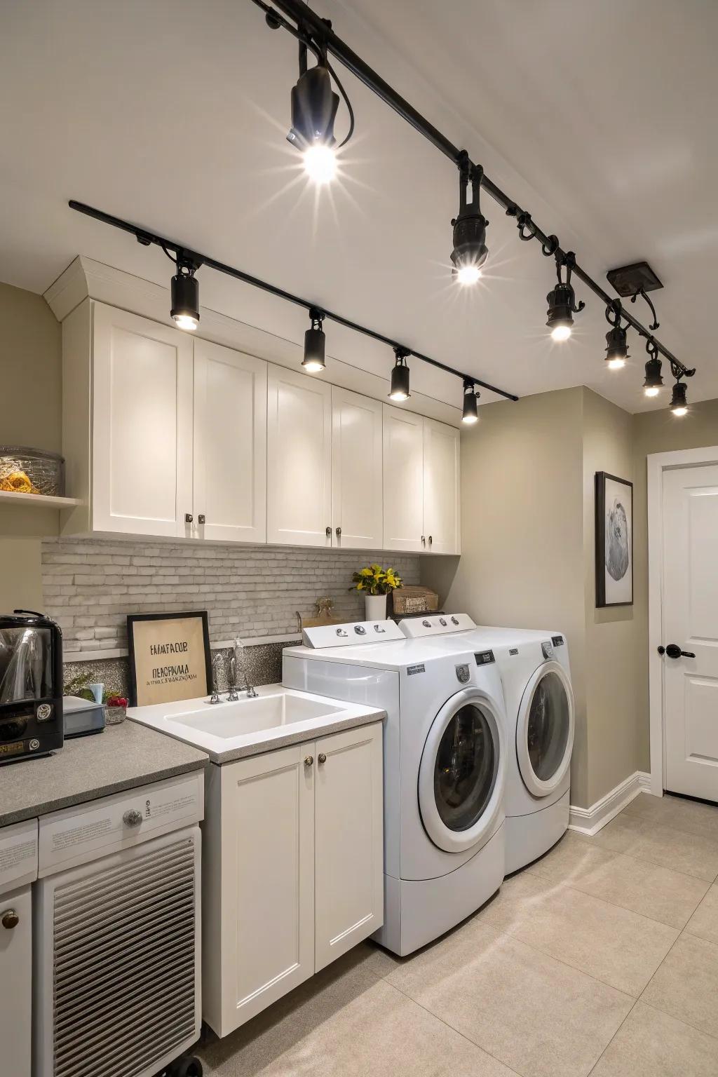 Rail illumination adapts to your laundry room's changing needs.