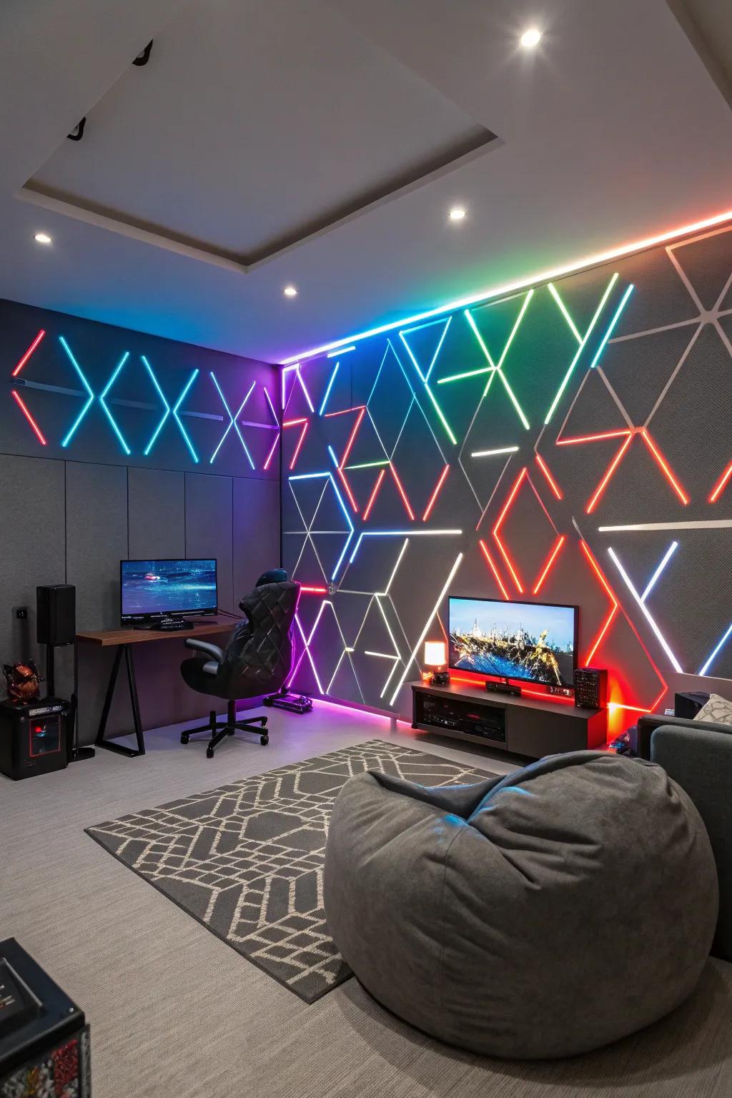 Impart depth through geometric LED patterns.