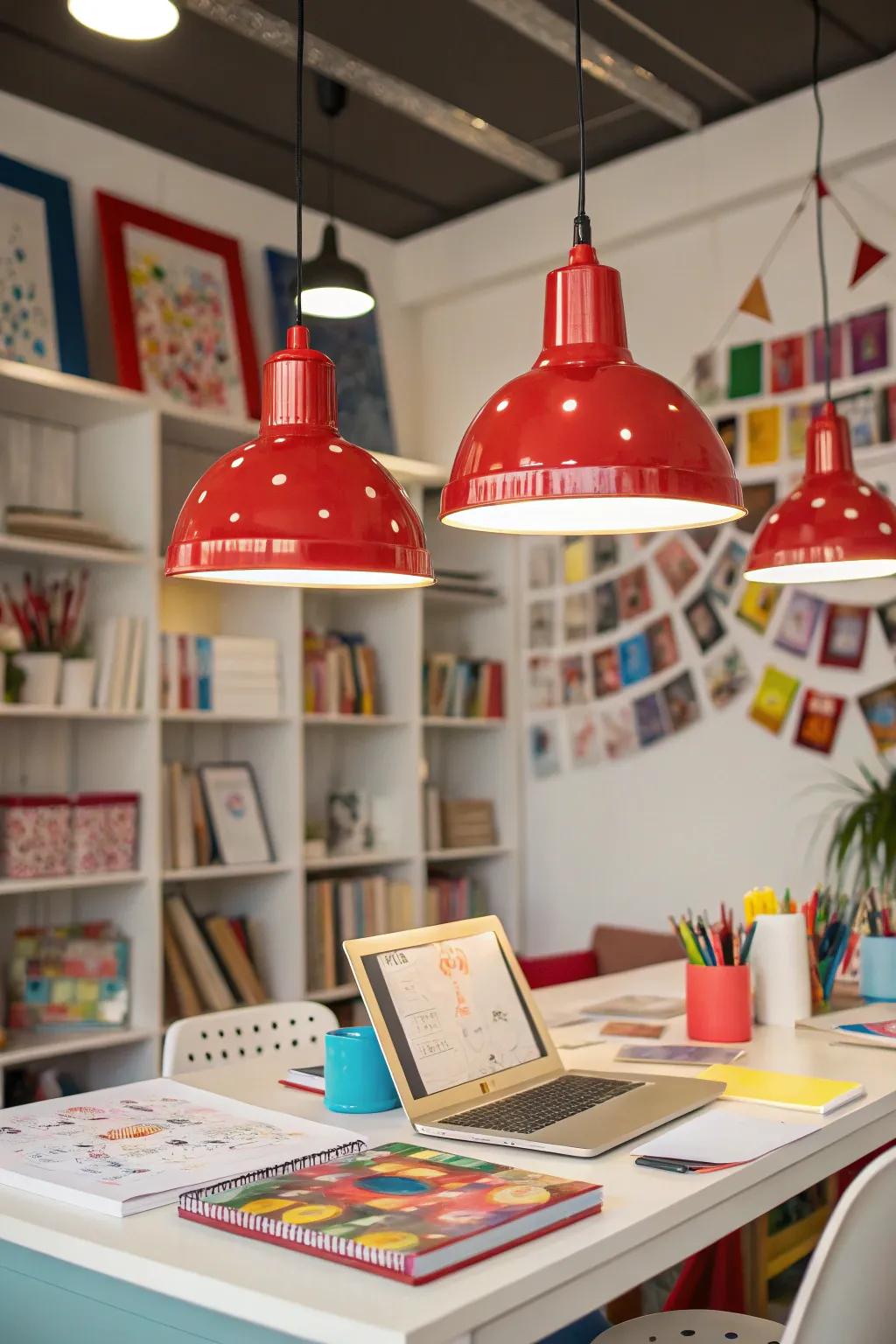 Your space will benefit from the splash of color and creativity that bright fixtures offer.
