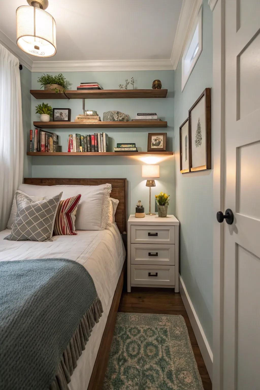 Floating furnishings open up floor space.