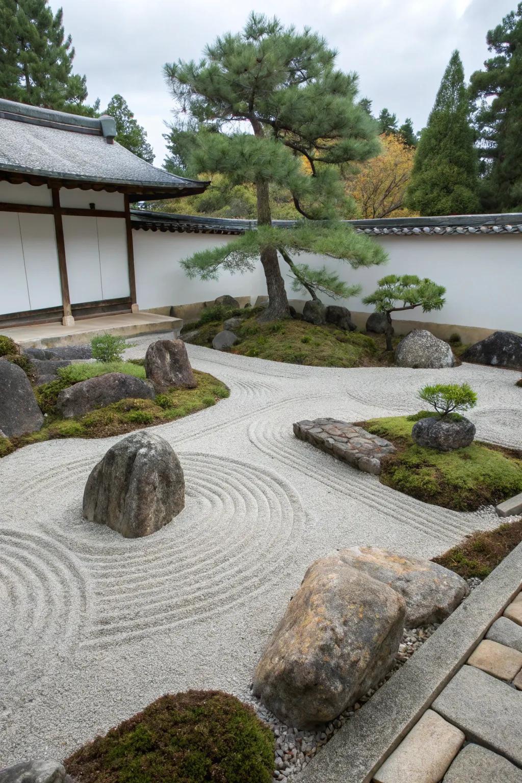 A Zen garden that promotes peace and reflection.