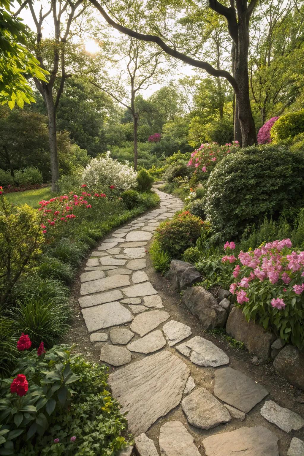 Stone pathways enrich with aesthetic appeal and robustness.