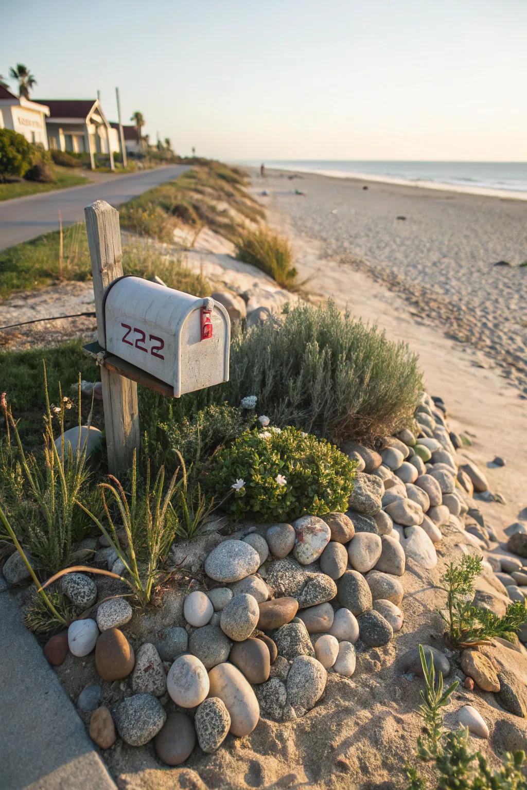 Beach rocks lend a coastal vibe to your landscape.