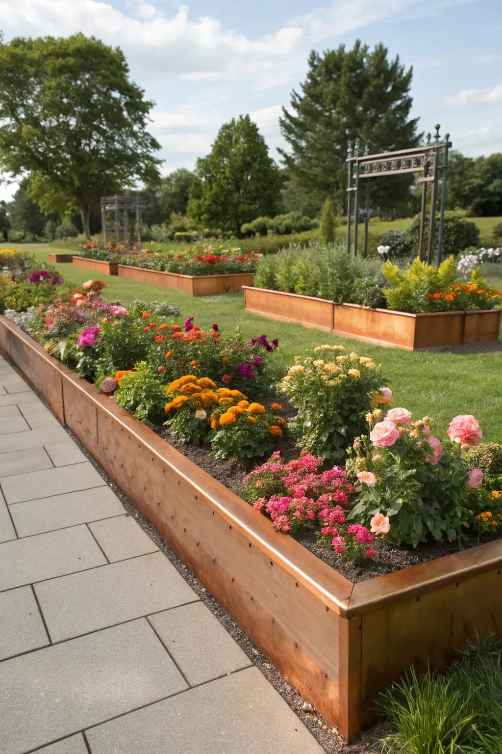 Bronze edging delivers a luxurious and unique garden accent.