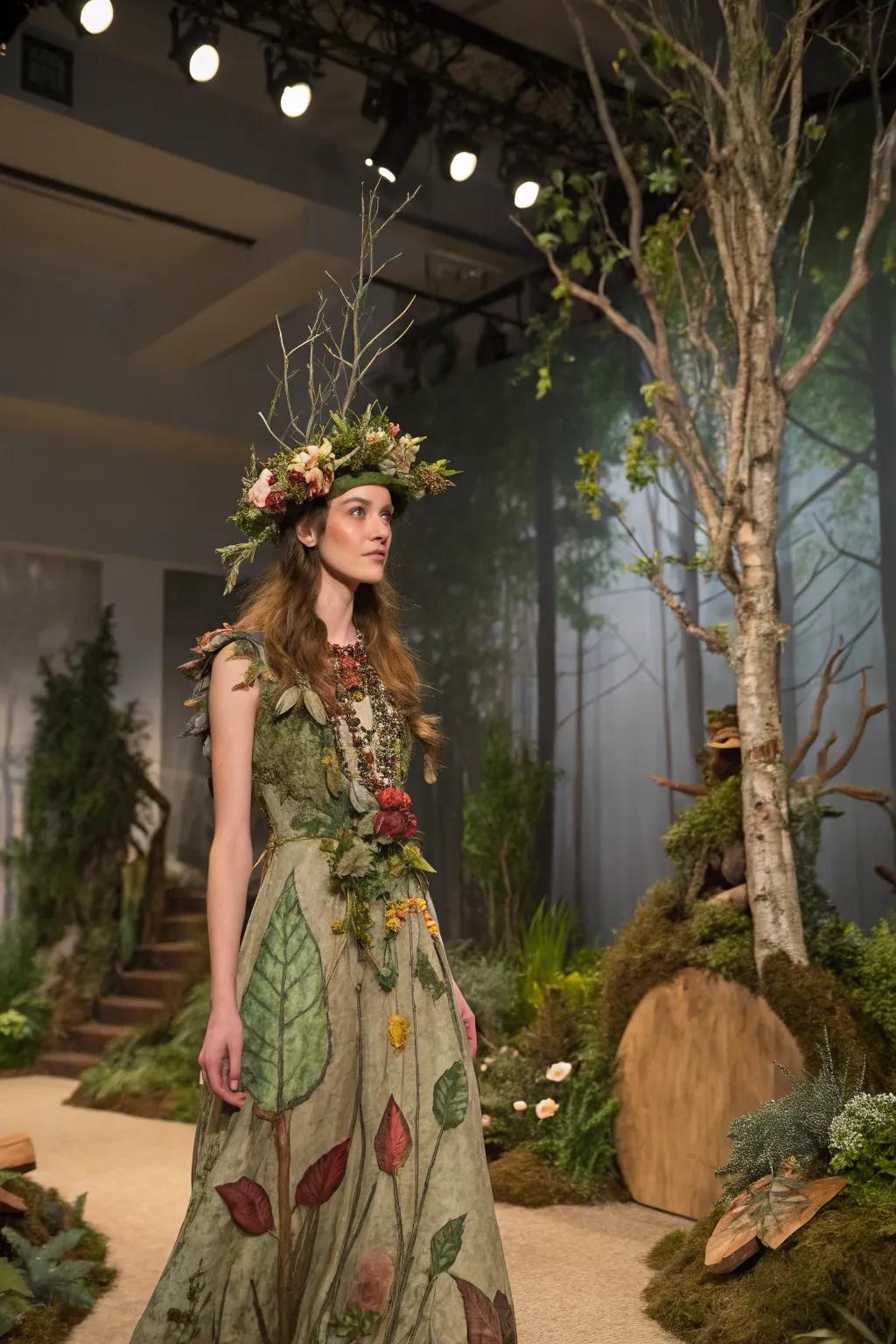 A charming sylvan sprite aesthetic with natural components.