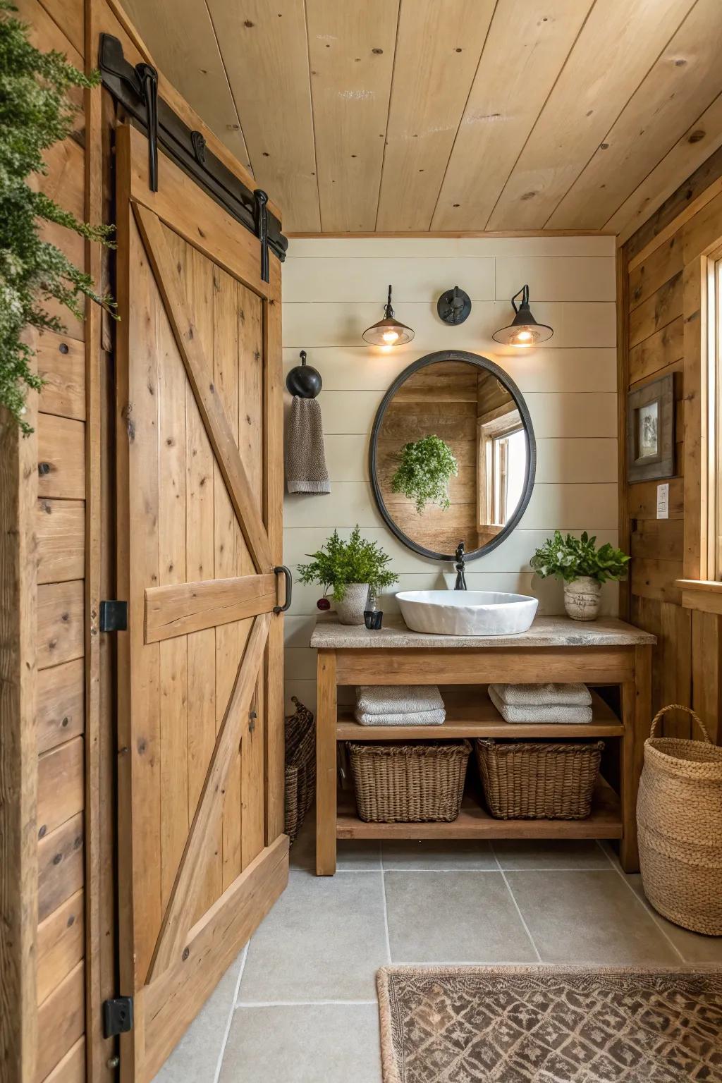 Rolling barn-style entrances propose both pragmatism and rustic fascination.