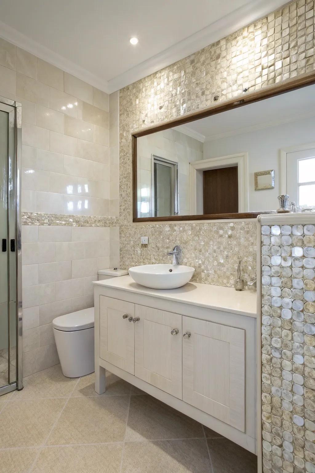 A simple design aesthetic highlights the natural beauty of mother of pearl.