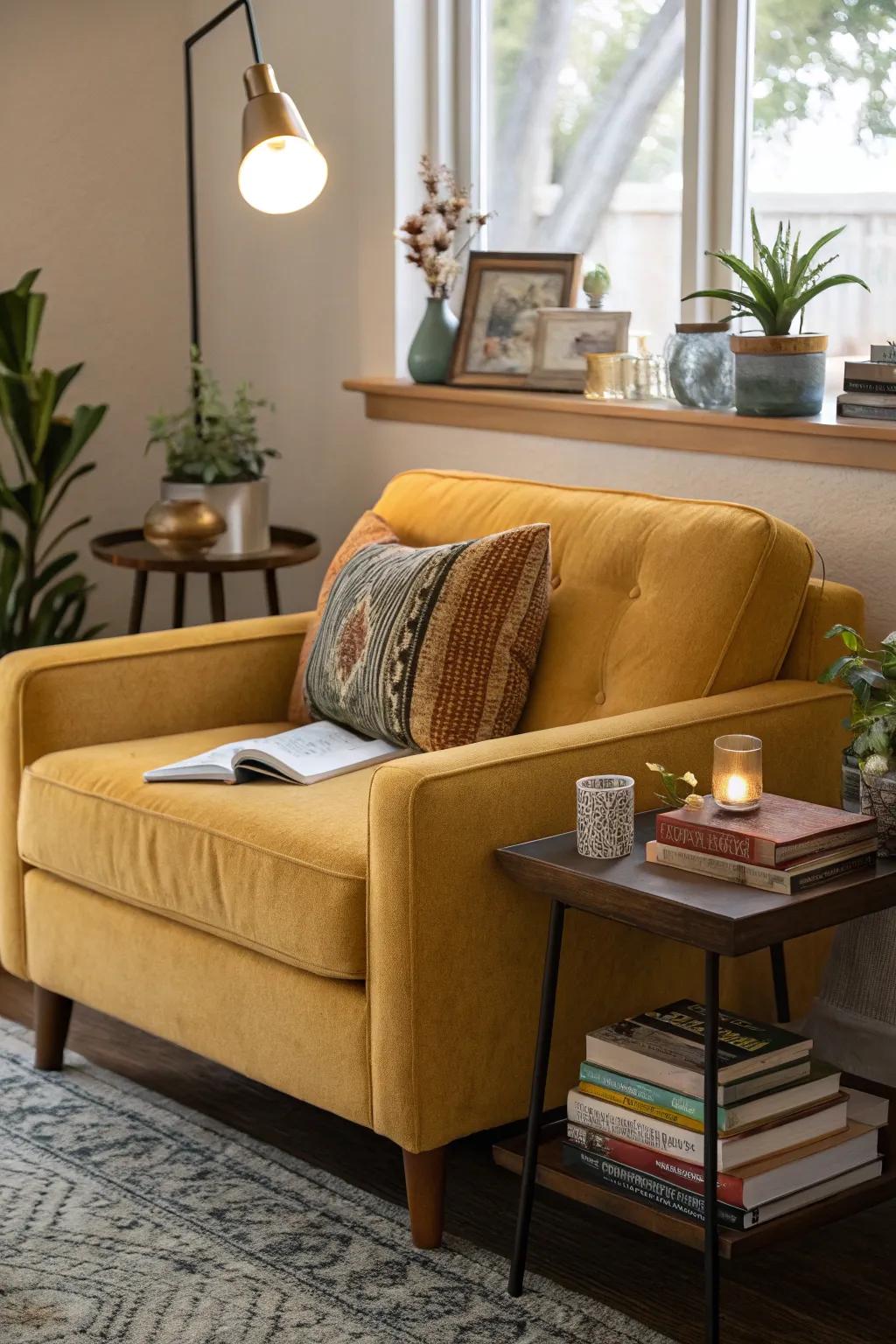 A comfortable alcove beckons unwinding and ease.