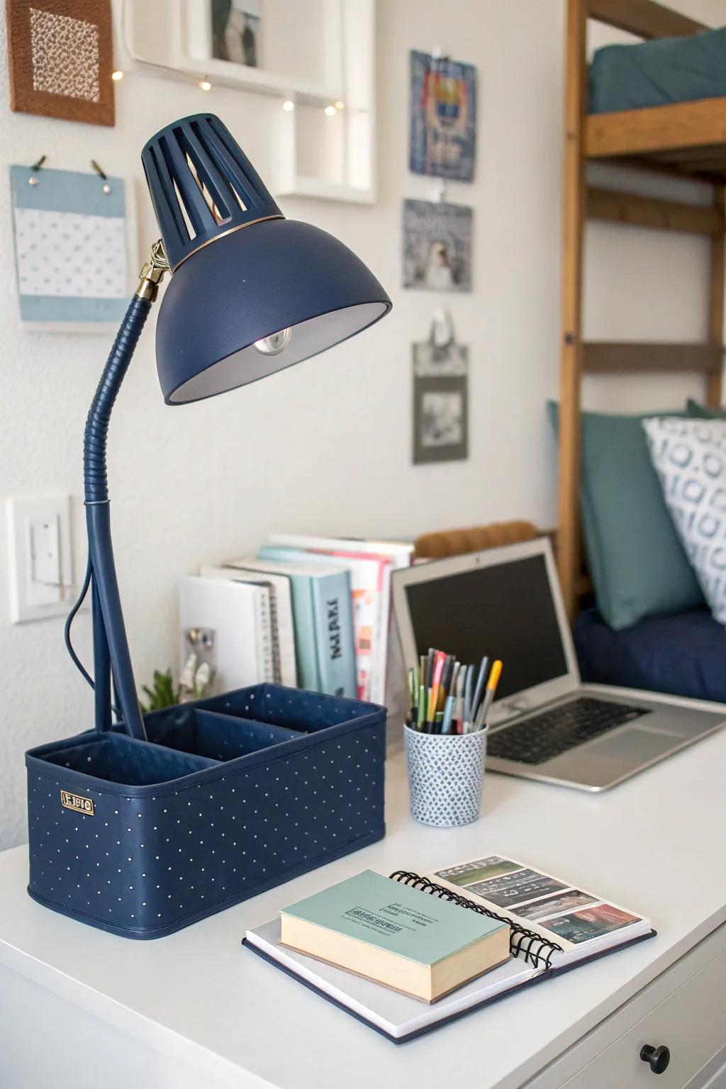 A meticulously organized desk area augments productivity and panache.