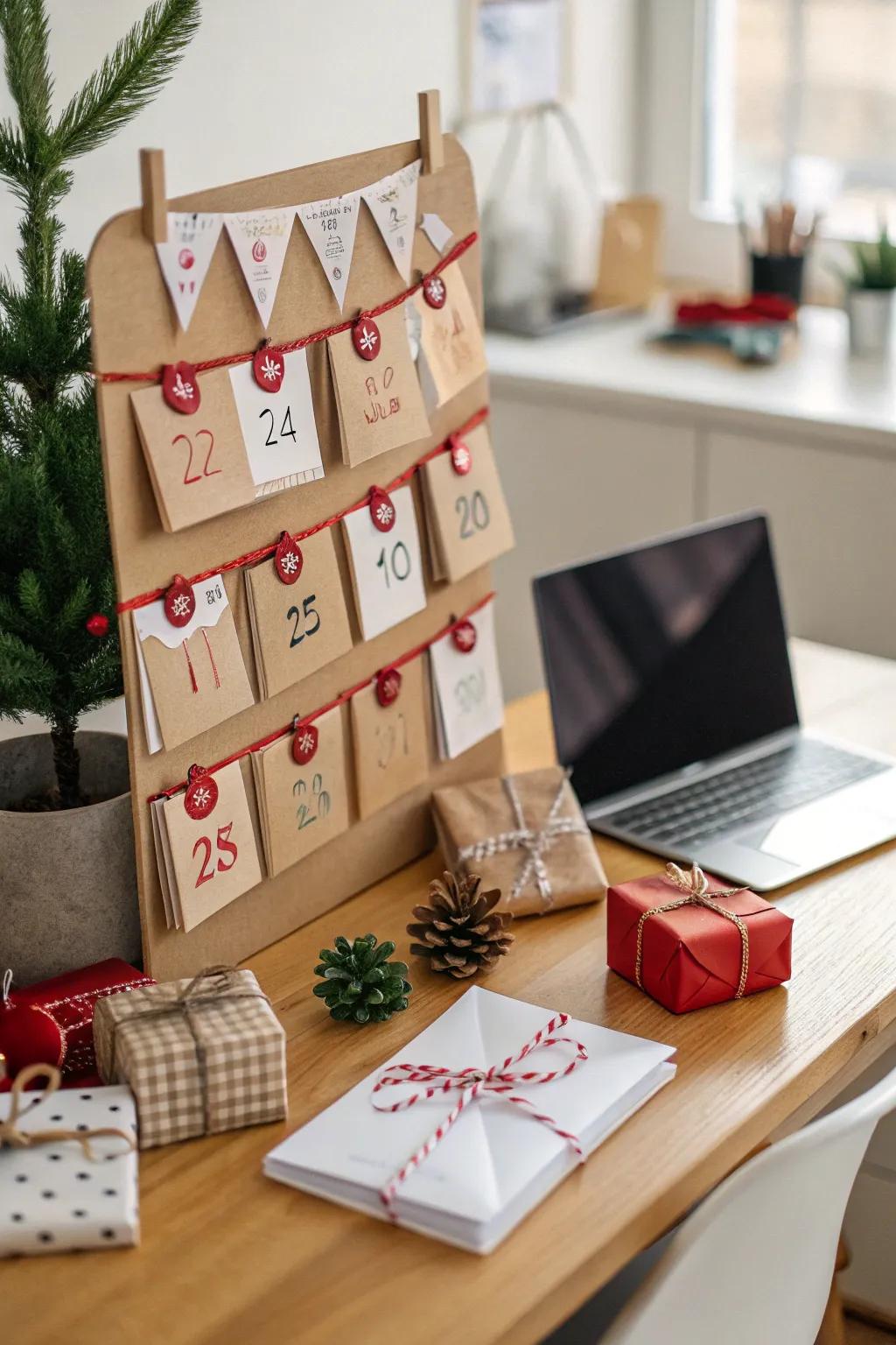 A do-it-yourself foretoken calendar imparts daily elation to your workspace.