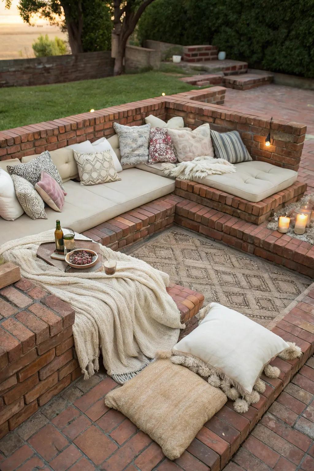 A recessed lounge delivers a snug nook for unwinding