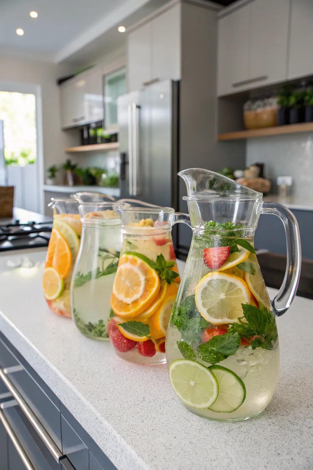 Infused water adds a refreshing and elegant hydration option.