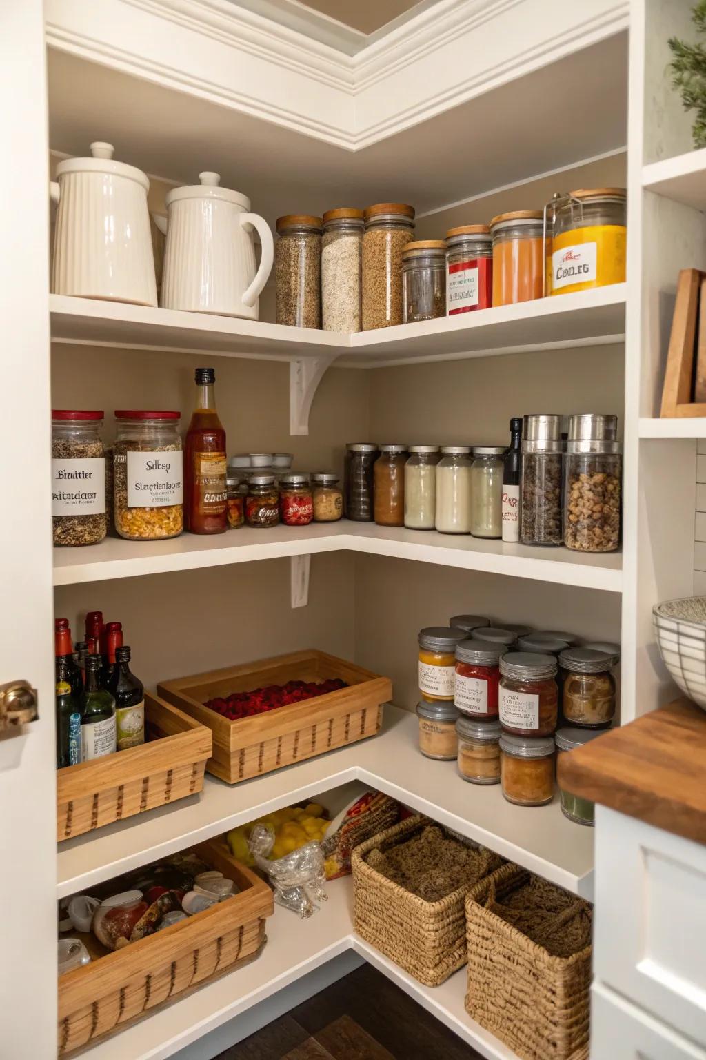 Even the trickiest areas are functional with corner shelves.