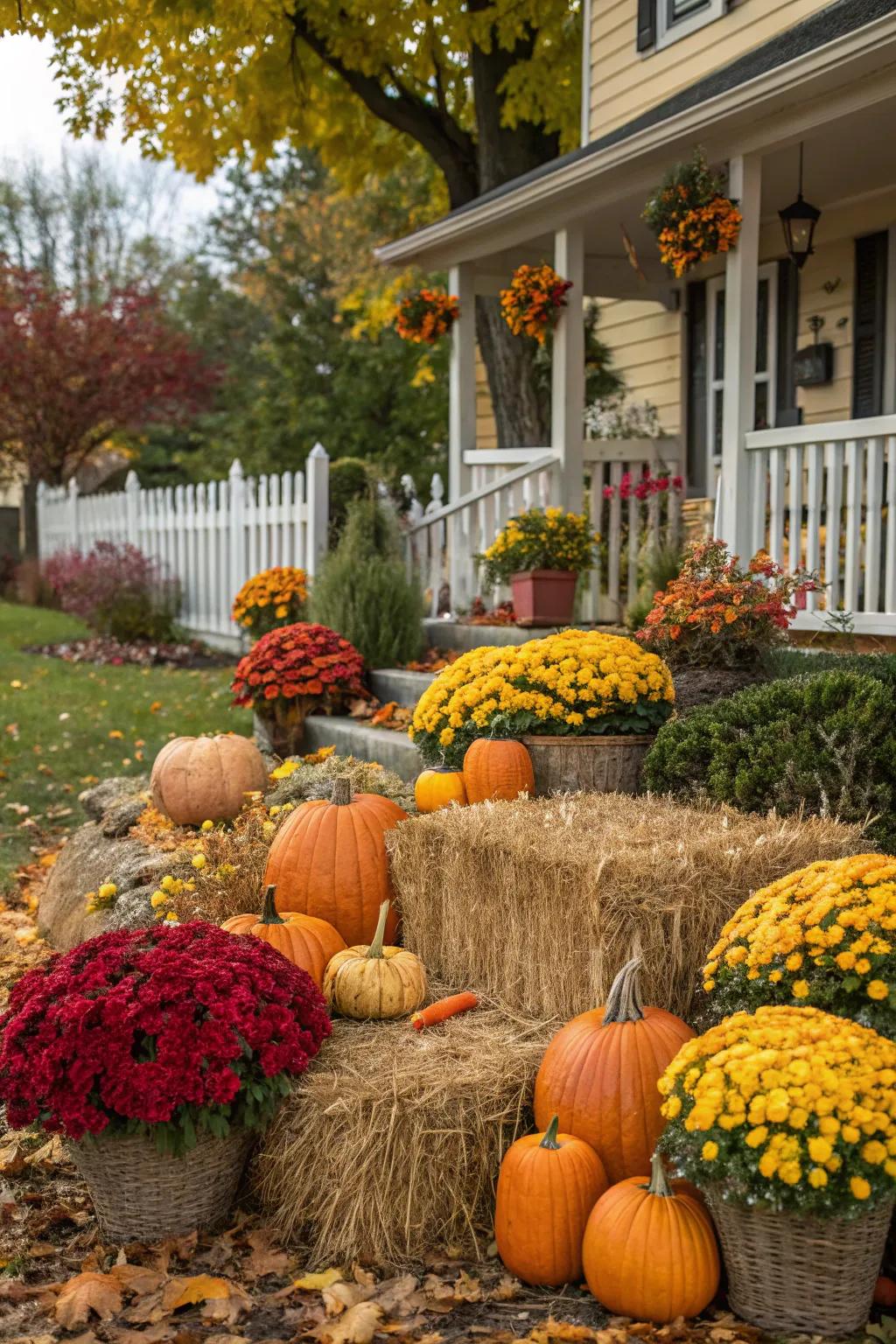 A harmonious confluence of harvest beauty and Halloween eeriness.