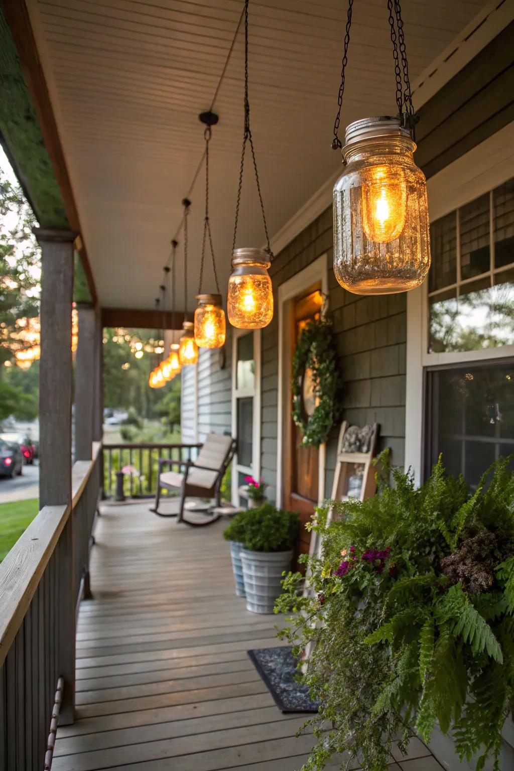 Handcrafted stoneware container lights introduce delightful ingenuity to your veranda.