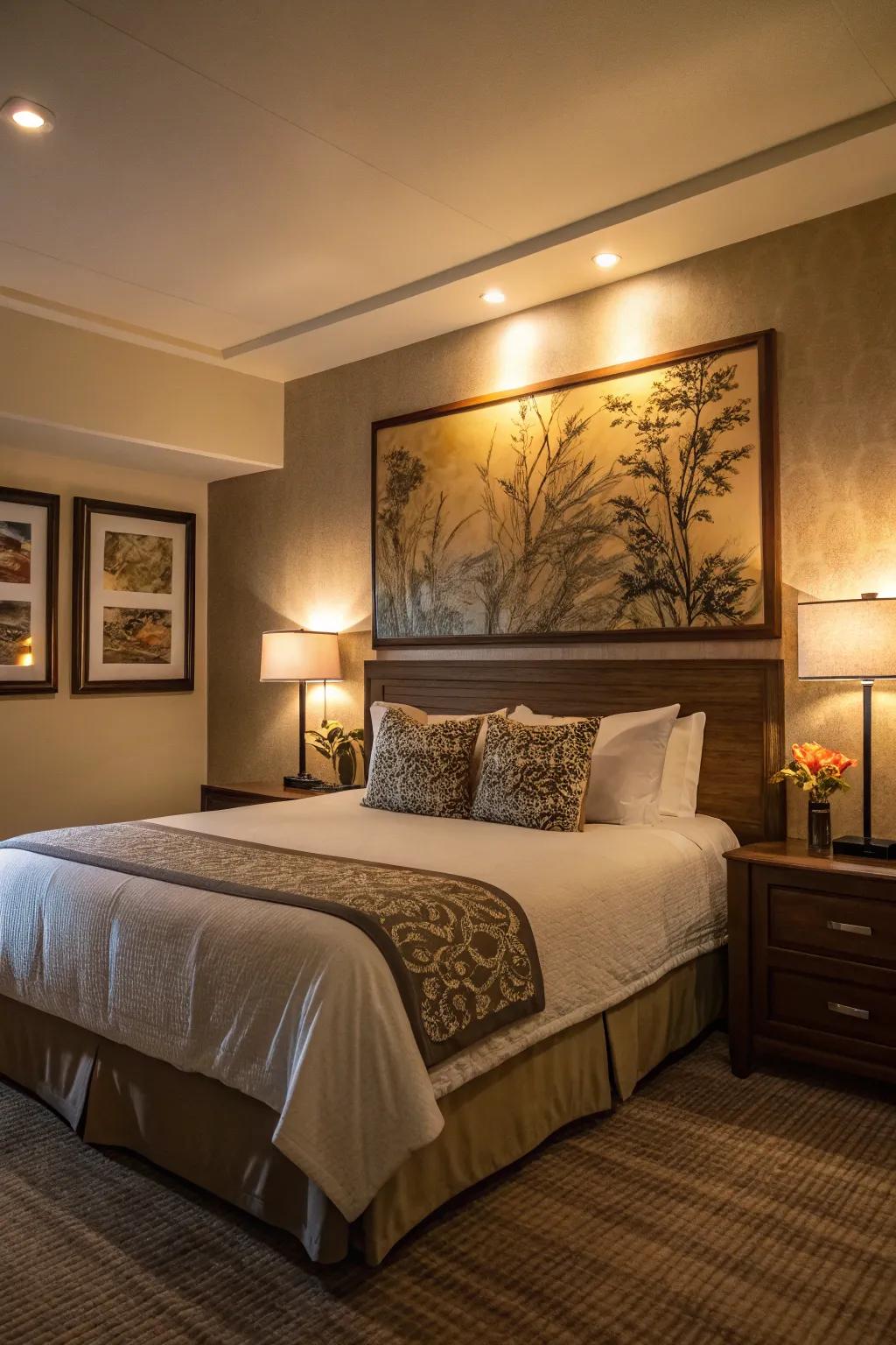 Accent illumination brightens and brings warmth.