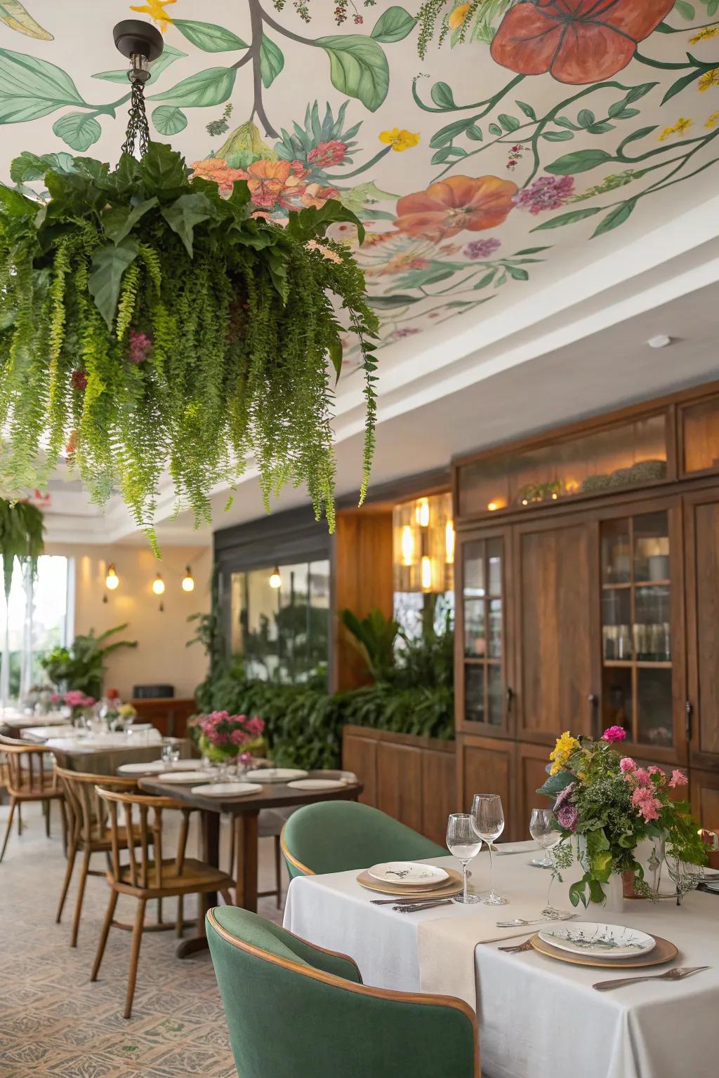 Verdure contributes an organic vibe to your overhead design.