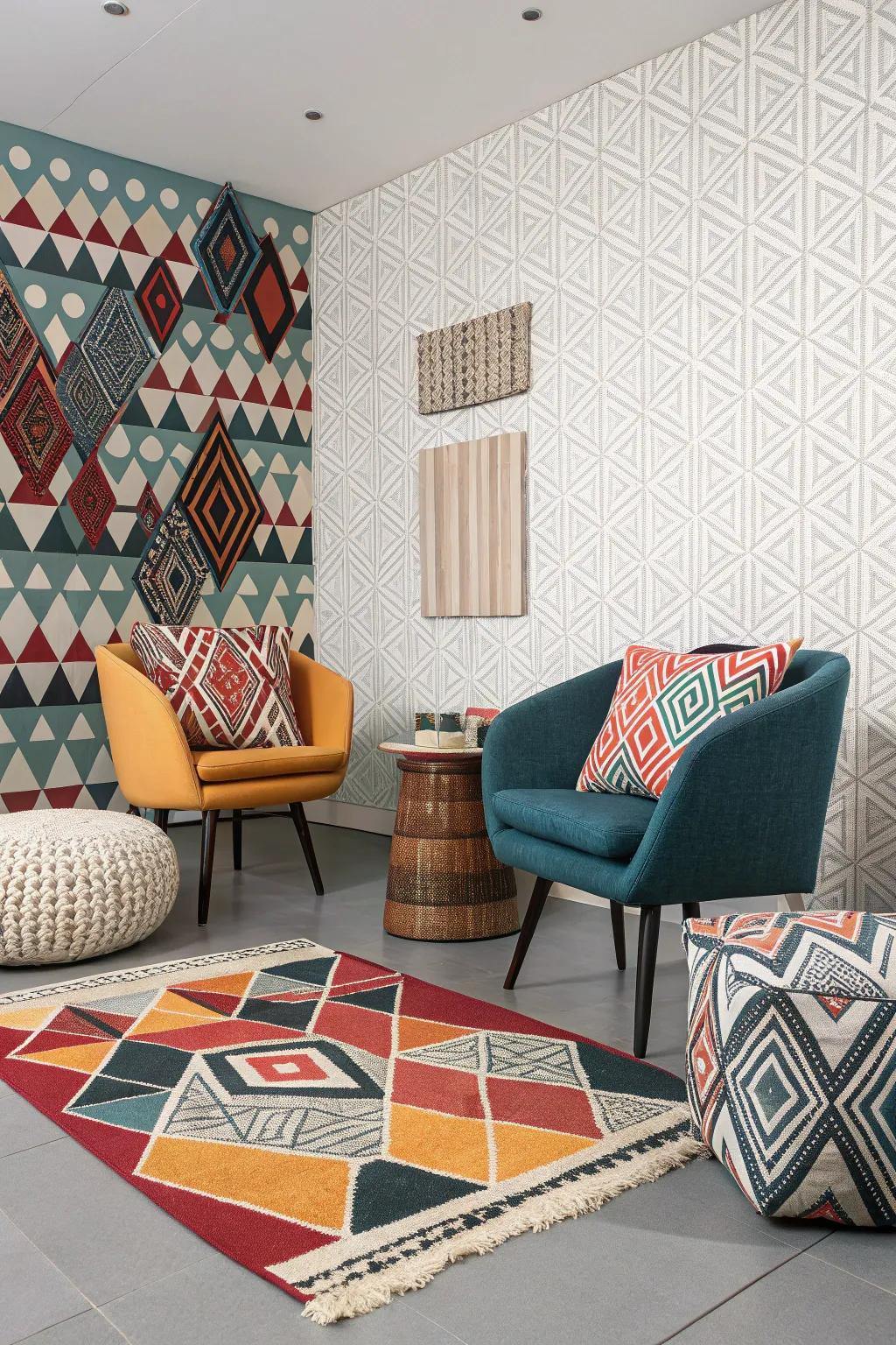 A modern interior showcasing symmetrical drafts in decor.