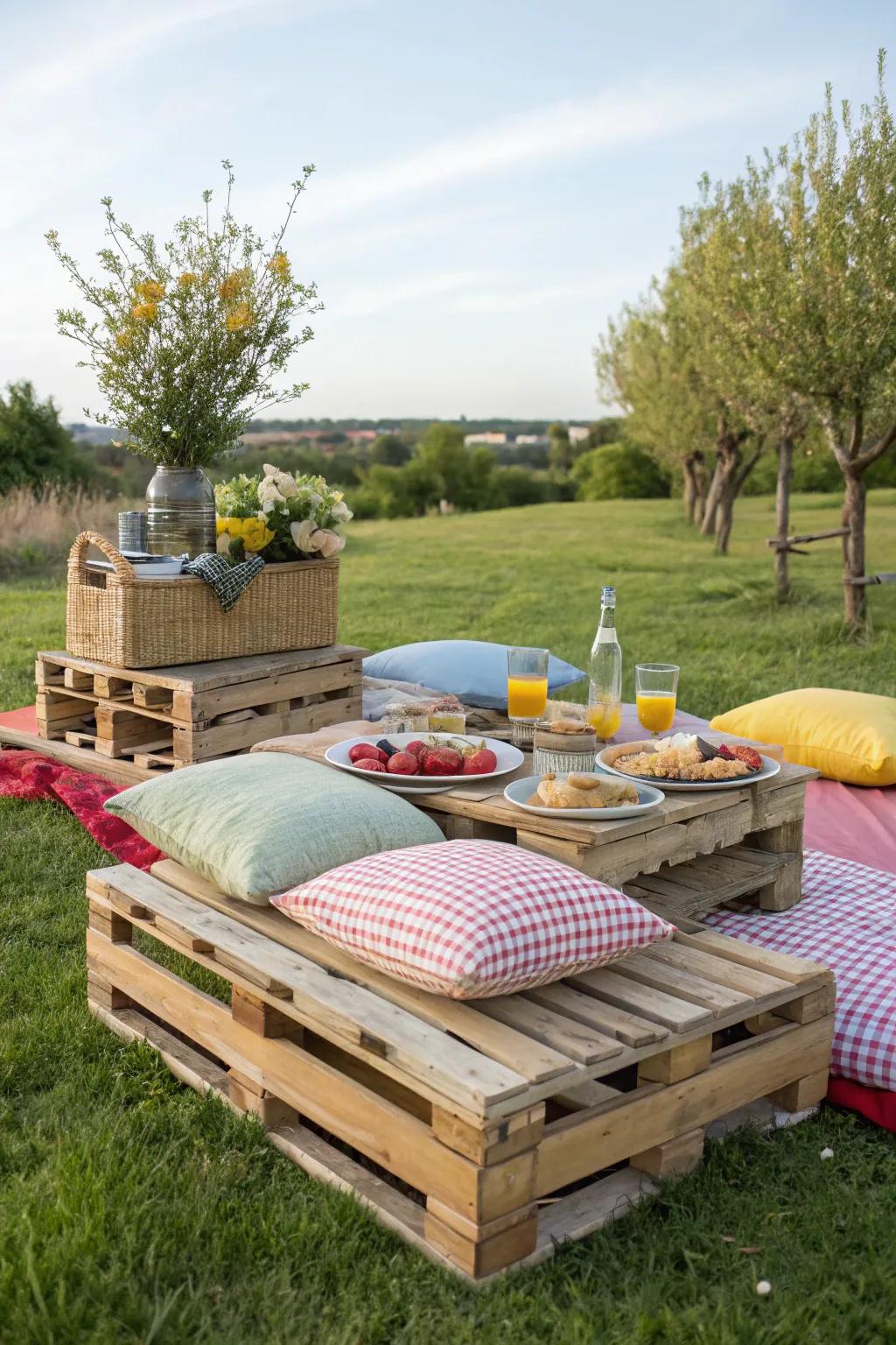 Skids impart a distinctive and countryside component to repast seating.