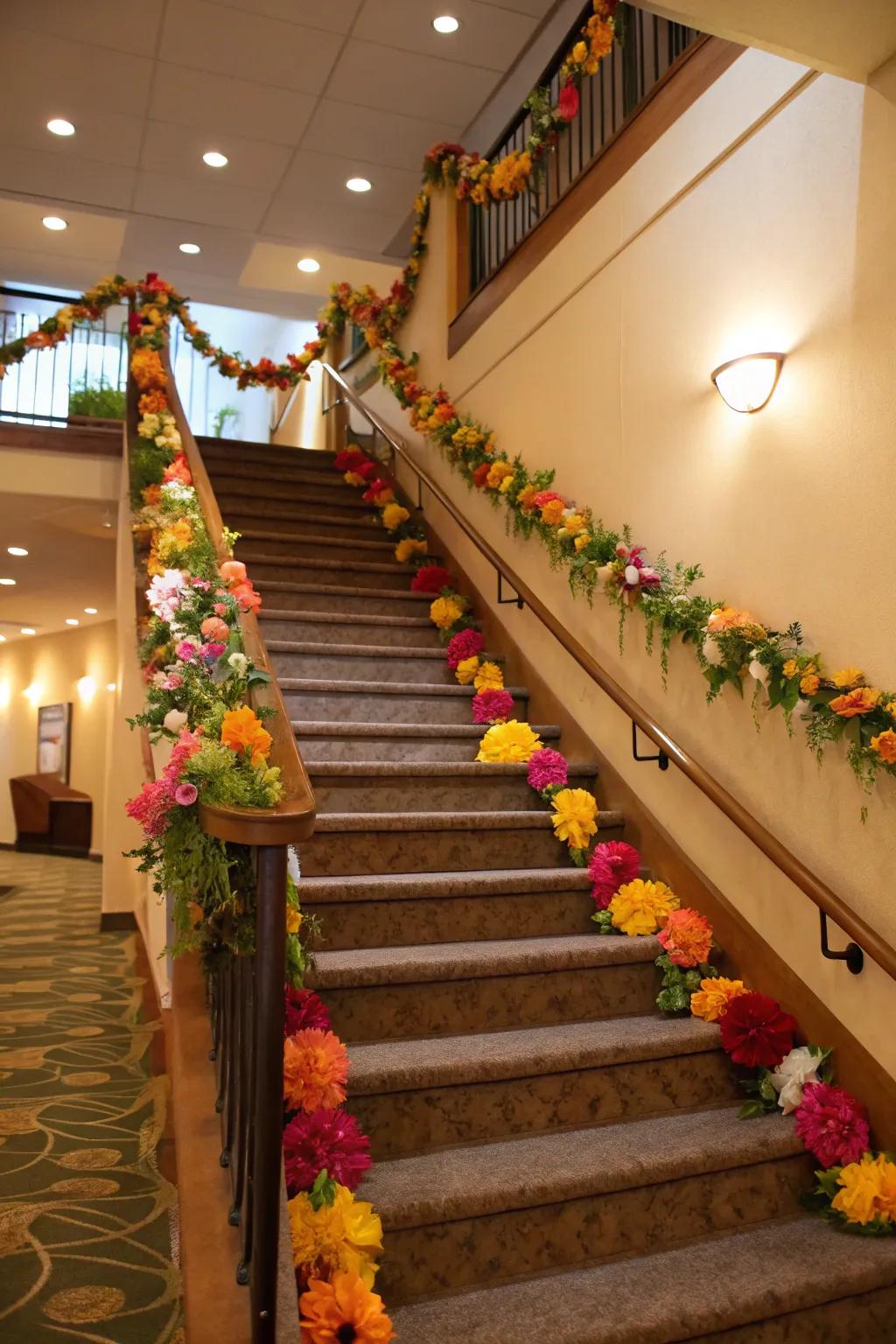 Line your spaces with whimsical flower garlands.