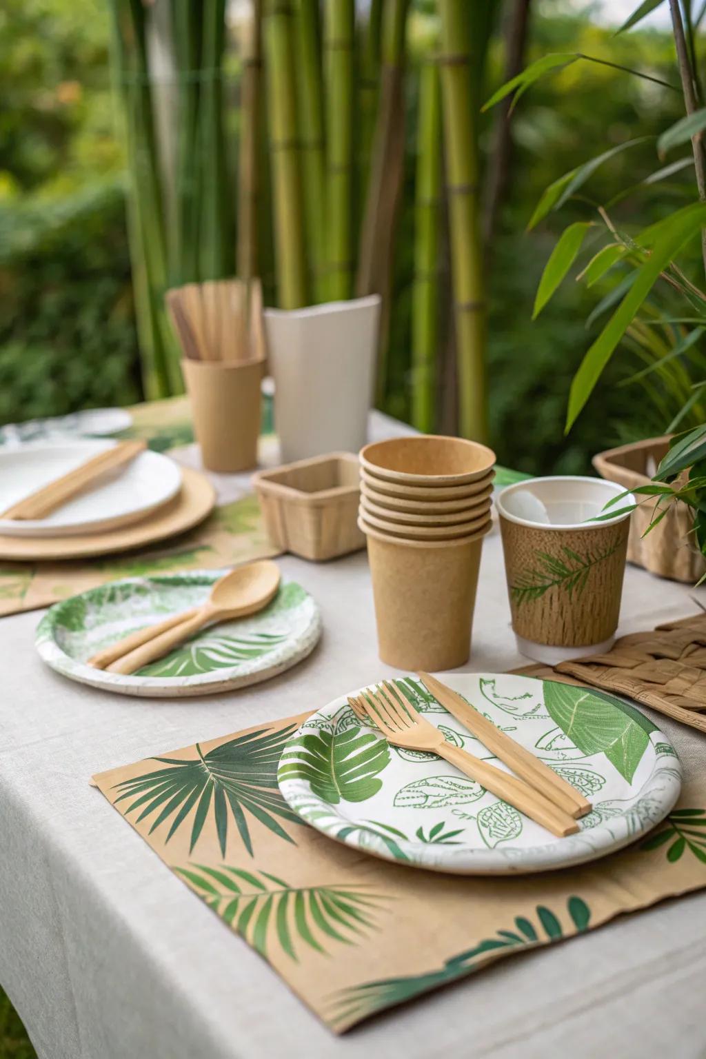 A tableau illustrating environmentally sound, sustainable ornaments.