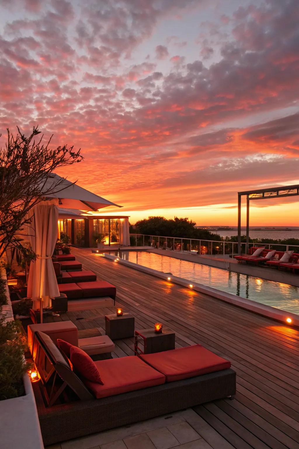 Sunset hues for a warm, inviting atmosphere.