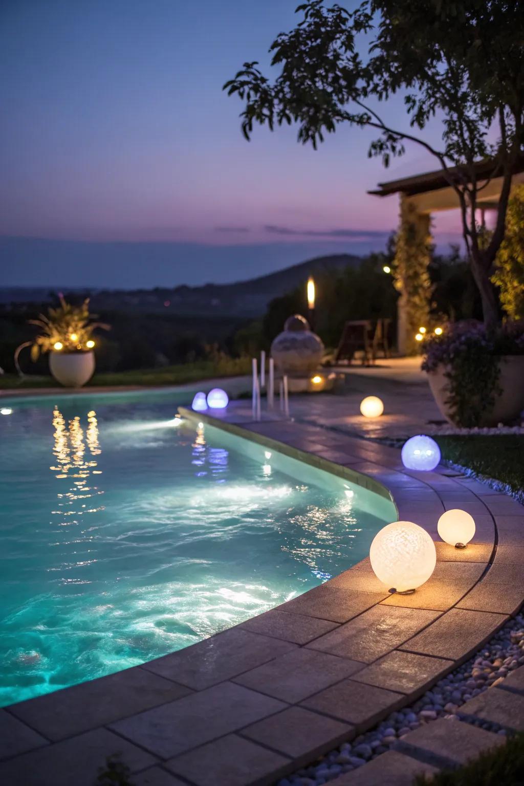 Illumination characteristics transform your pool area into a nighttime paradise.