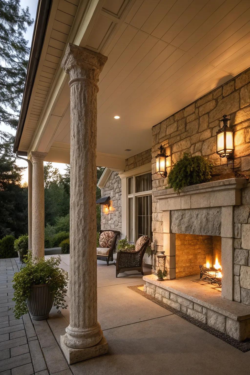 Durable and fashionable stone details for your porch.