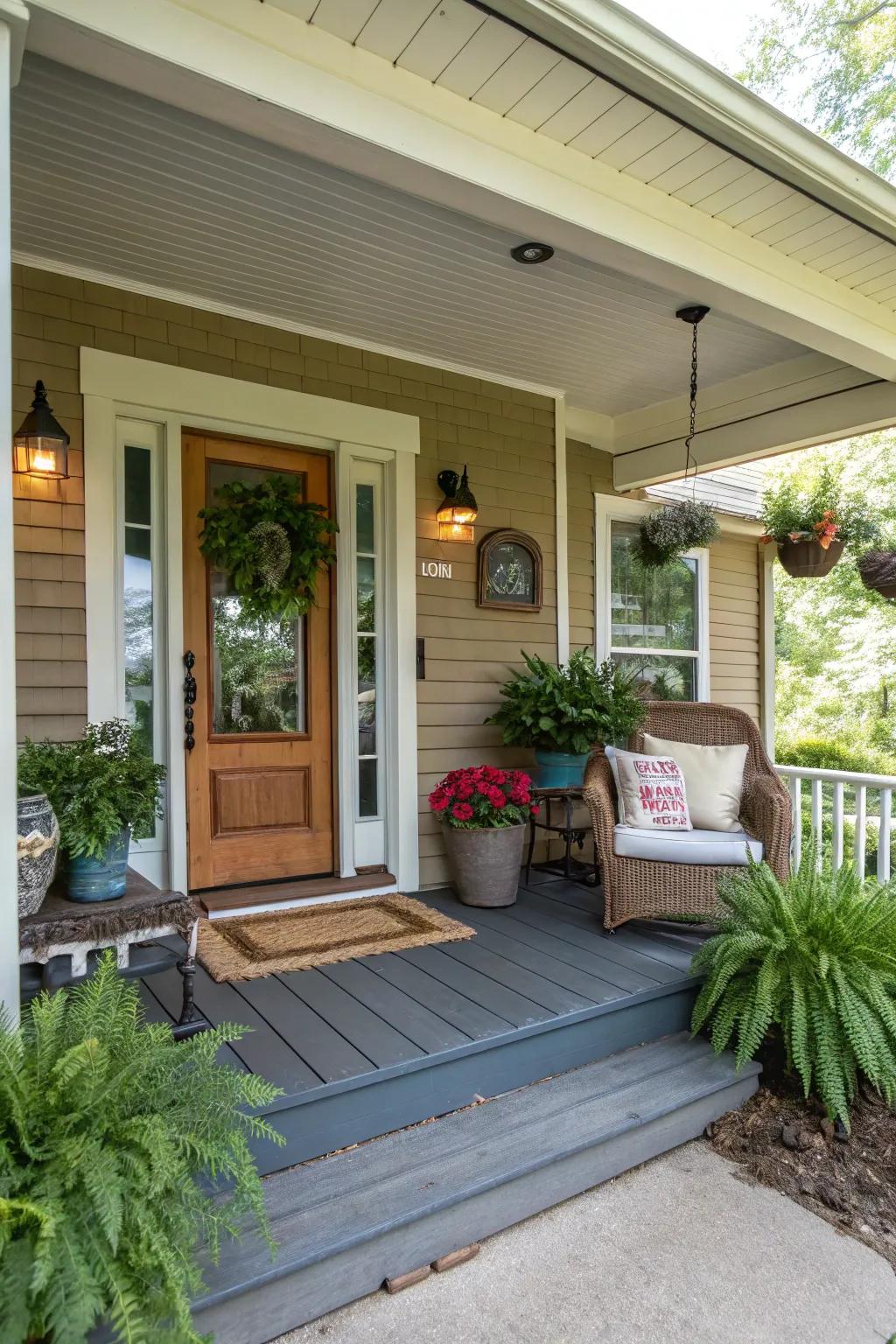 Entryway trim renders porches more hospitable.