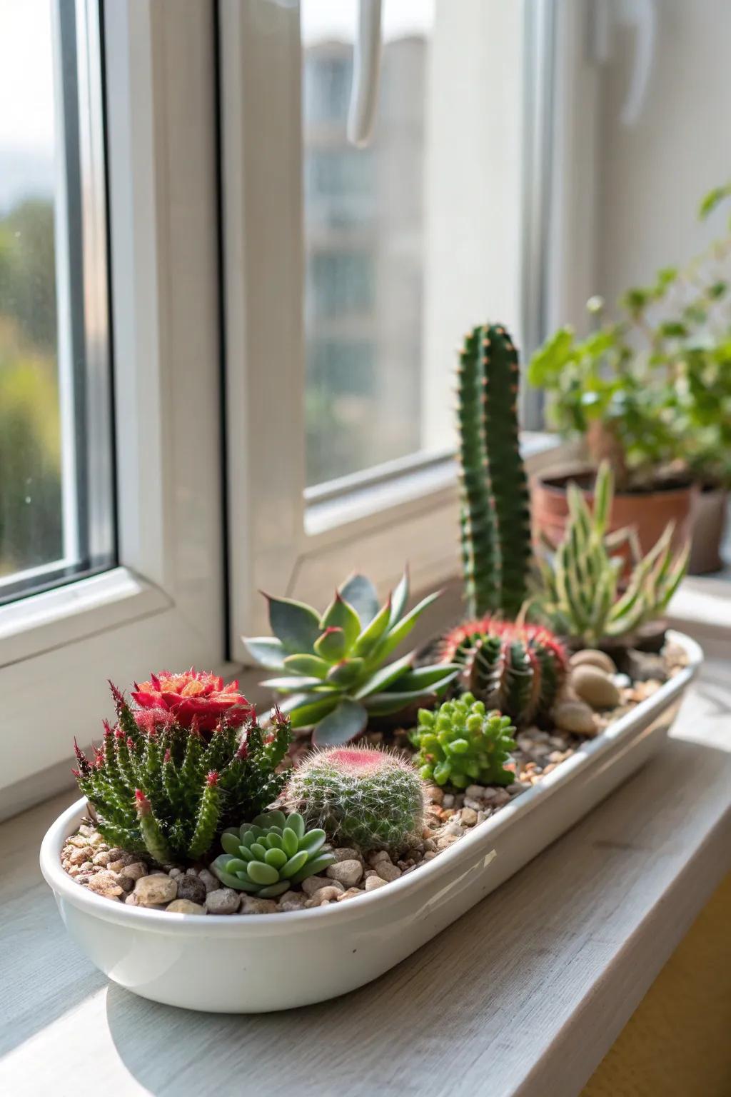 Construct a low-maintenance succulent oasis within the confines of your abode.