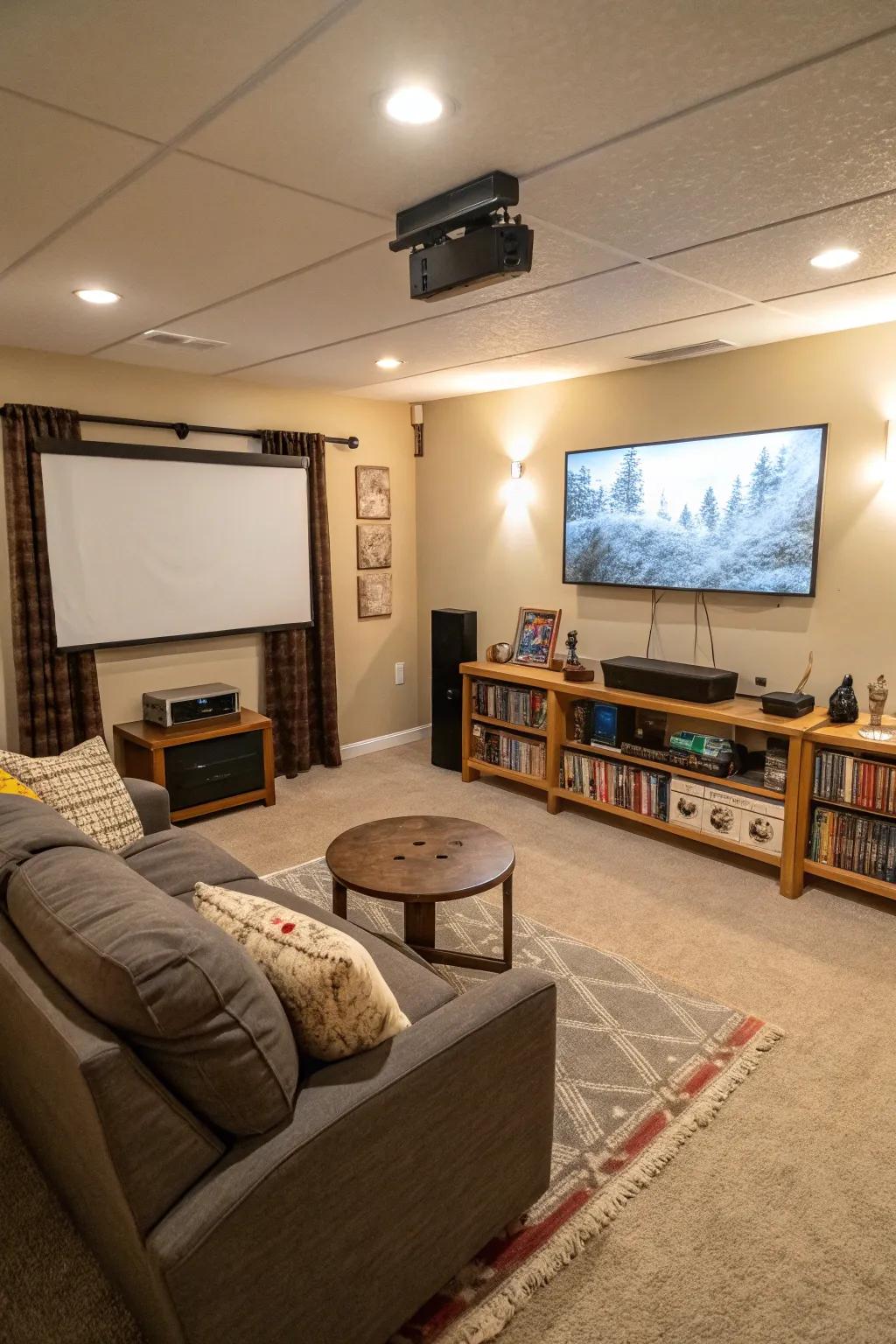 An adaptable projector room meets lifestyle needs.