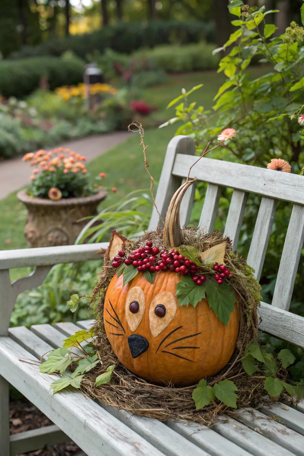 Nature-inspired gourds usher the exterior indoors.
