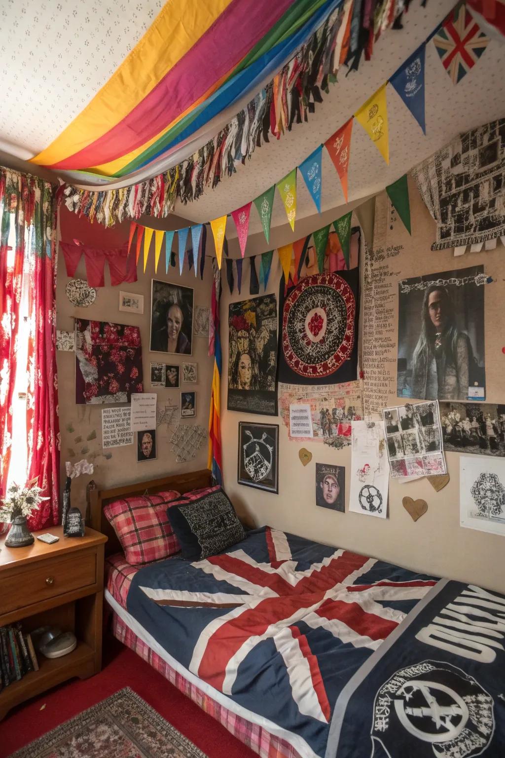 Introduce movement plus shade by way of pennants plus fabric streamers.