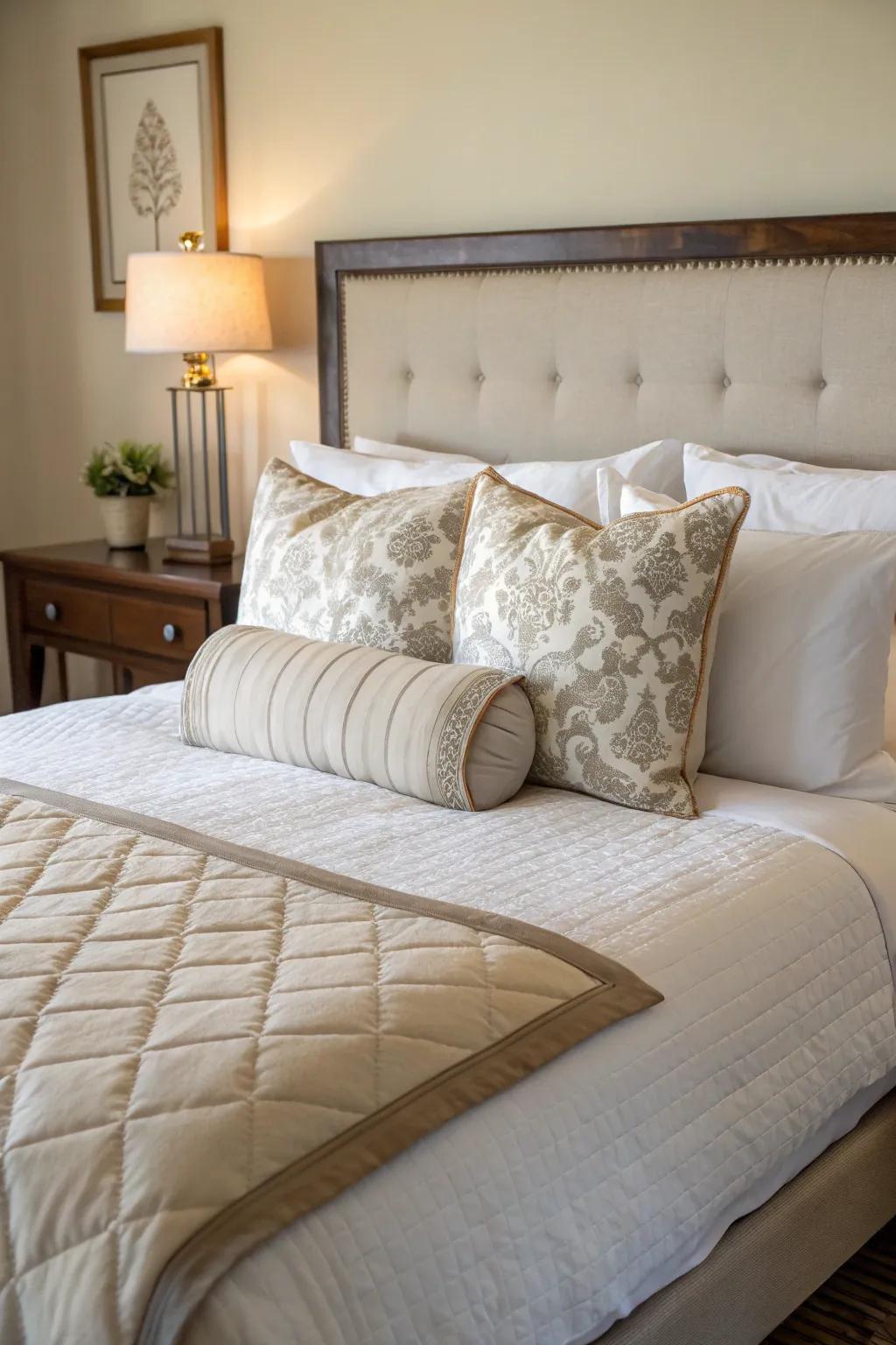 A bolster pillow enhances sophistication and style.